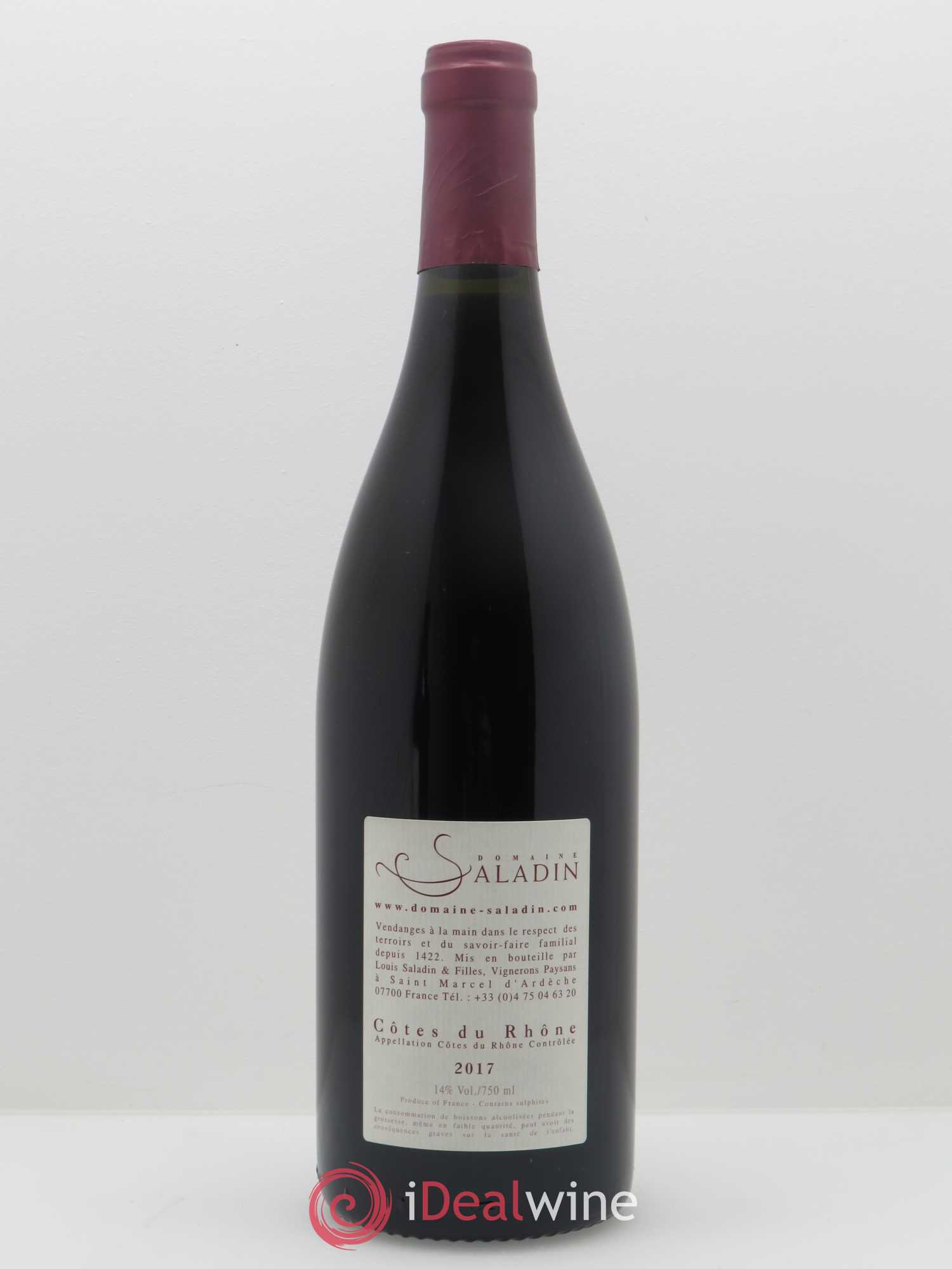 Côtes-du-Rhône Loï Domaine Saladin 2017 - Lot de 1 bouteille - 1
