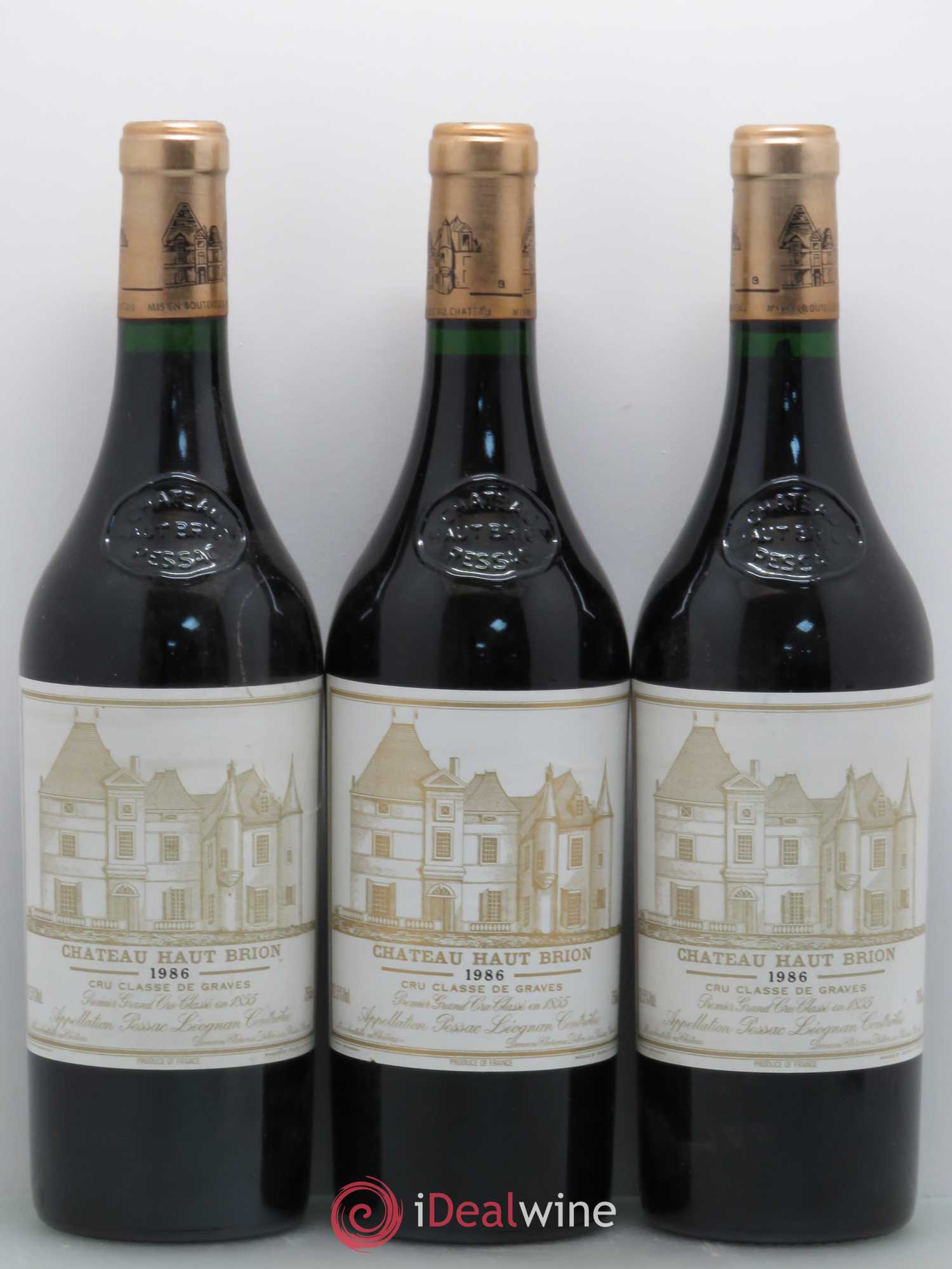 Château Haut Brion 1er Grand Cru Classé 1986 - Lot de 3 bouteilles - 0