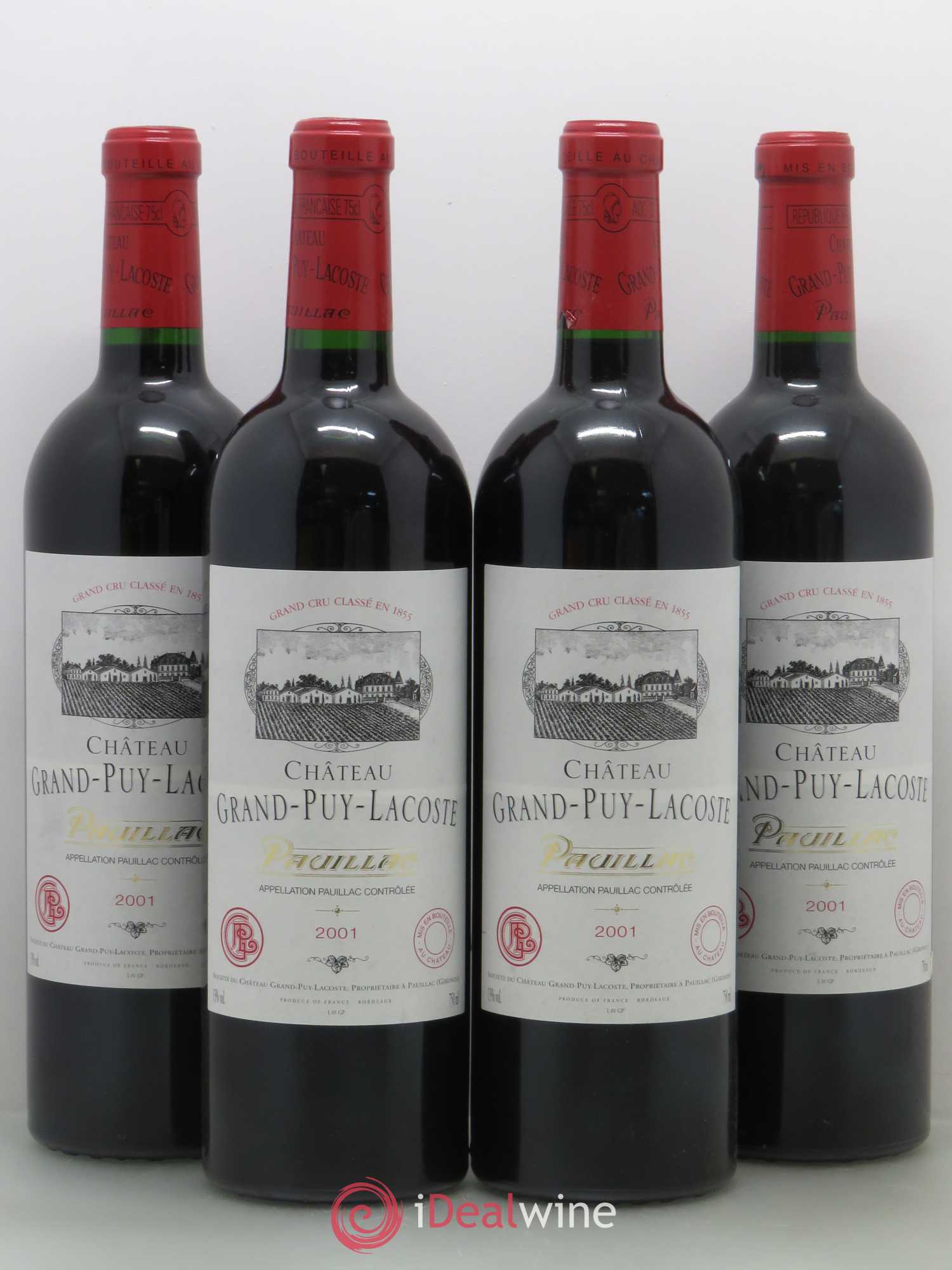 Château Grand Puy Lacoste 5ème Grand Cru Classé (sans prix de réserve) 2001 - Lot de 4 bouteilles - 0