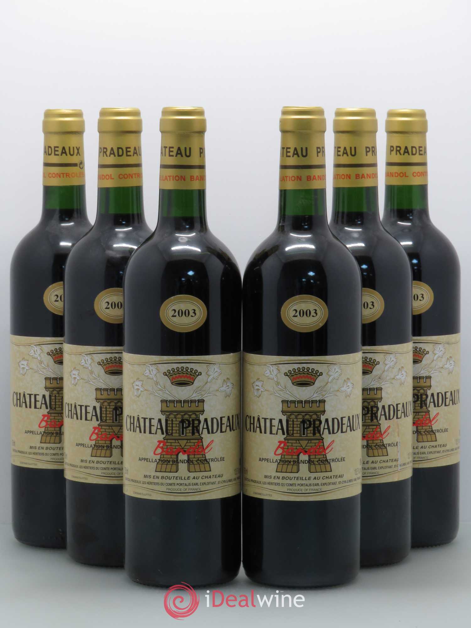 Bandol Château Pradeaux Famille Portalis 2003 - Lot de 6 bouteilles - 0