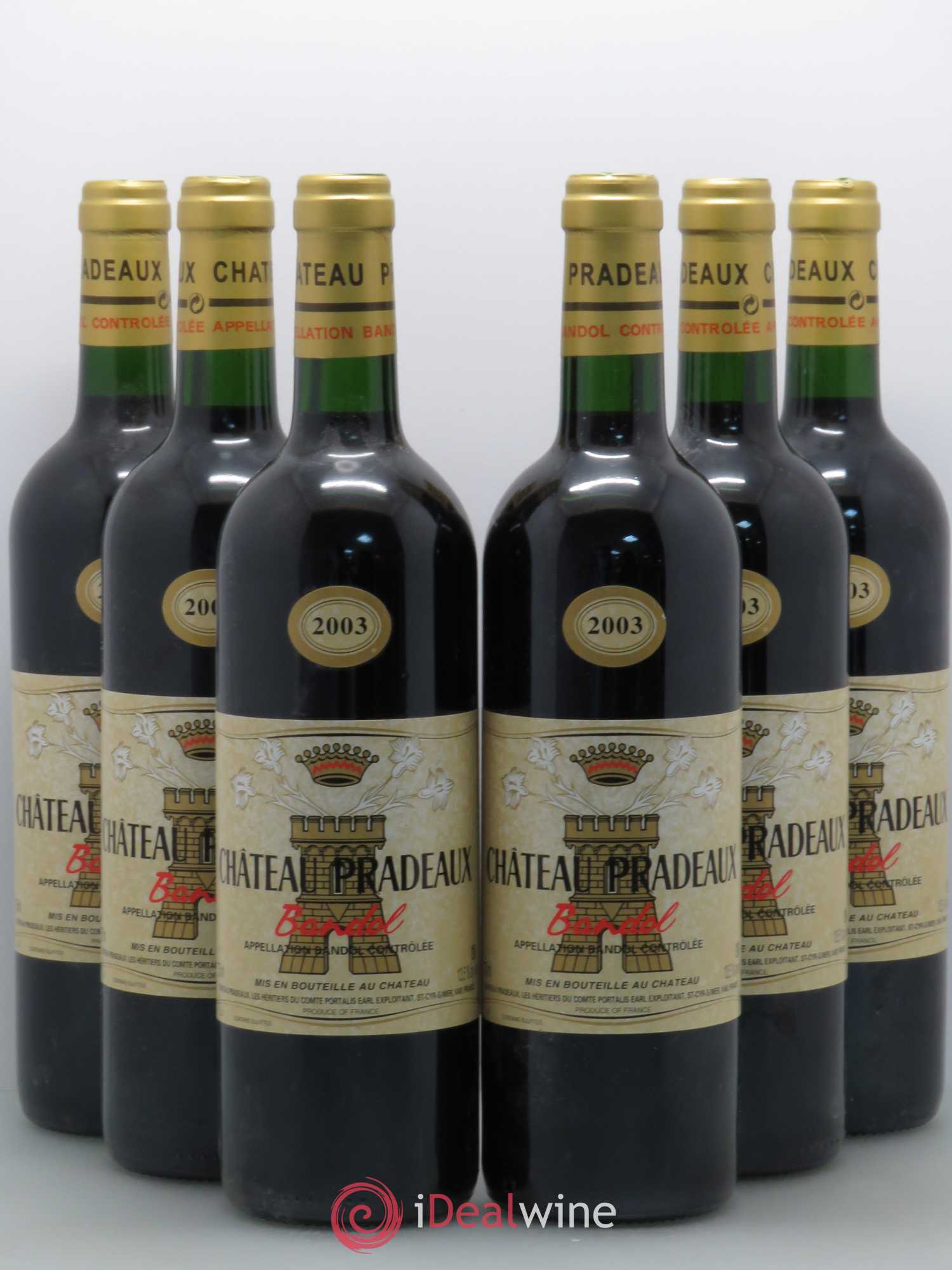 Bandol Château Pradeaux Famille Portalis 2003 - Lot de 6 bouteilles - 0