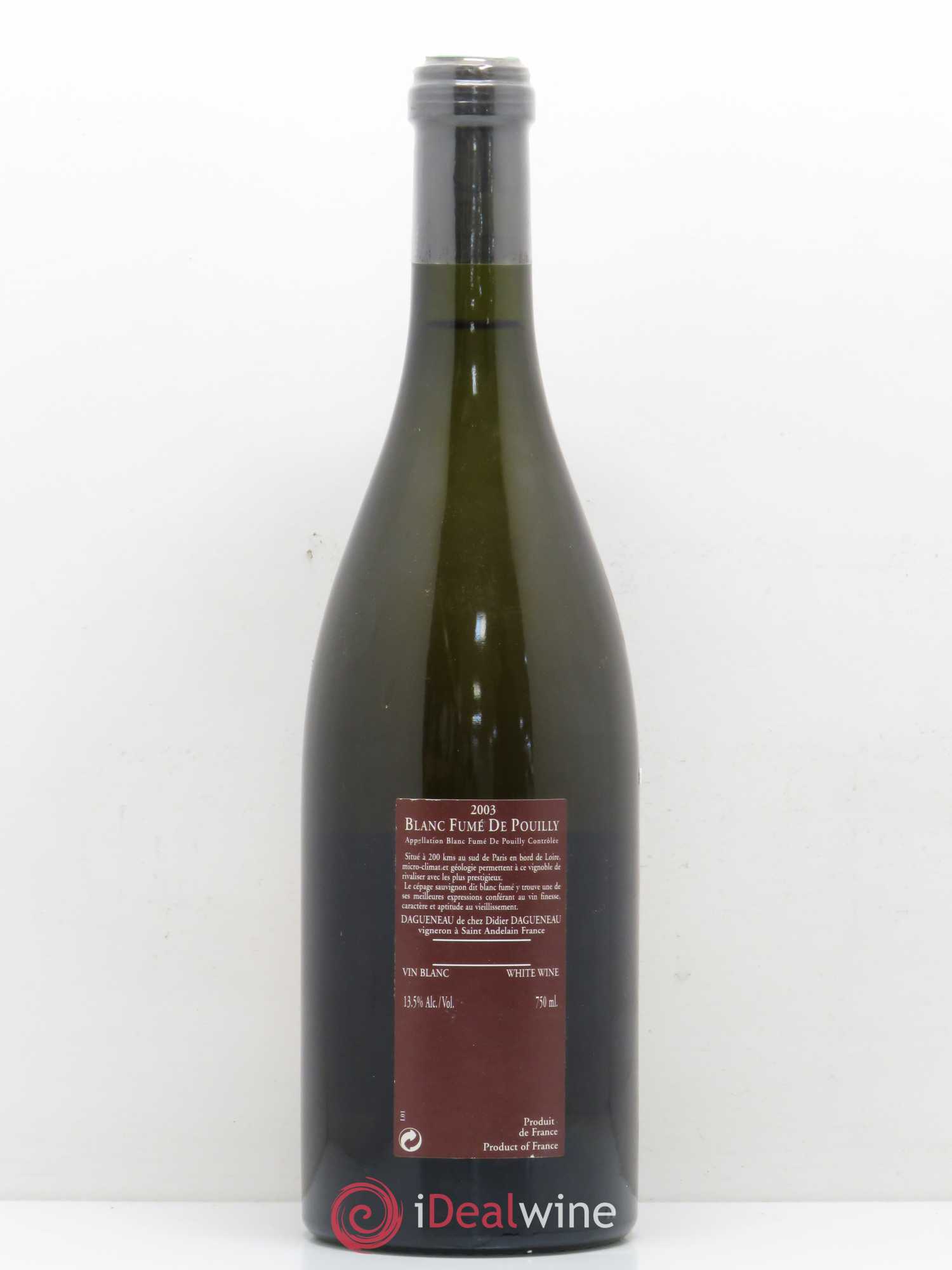 Vin de France (anciennement Pouilly-Fumé) Pur Sang Dagueneau (Domaine Didier - Louis-Benjamin) 2003 - Lot de 1 bouteille - 1