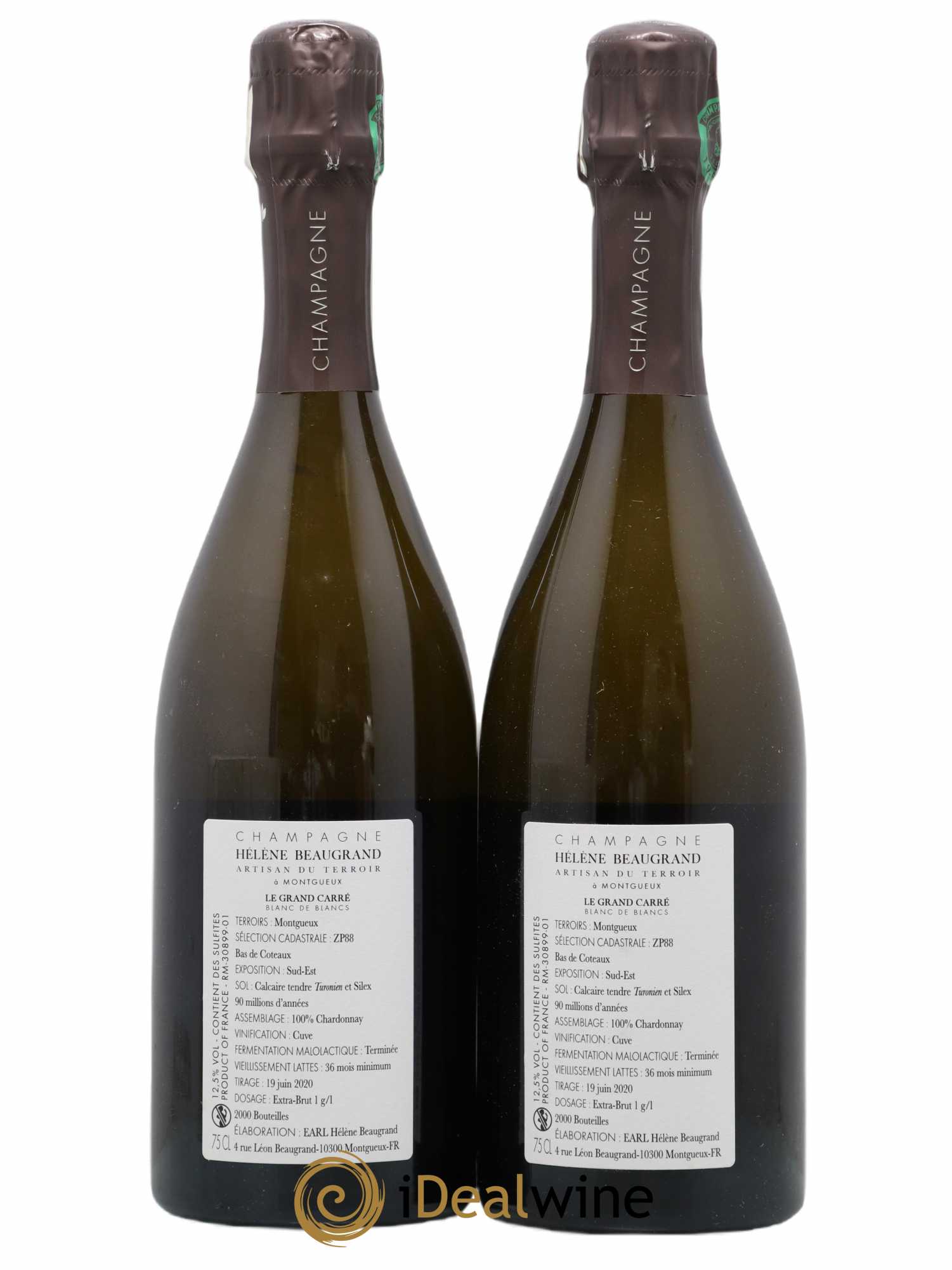 Champagne Le Grand Carré Blanc de Blancs Domaine Hélène Beaugrand - Lot de 2 bouteilles - 1
