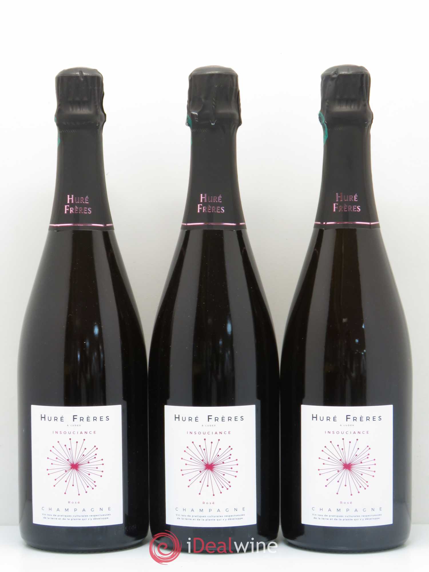 Champagne - L'insouciance Rosé Brut Huré Frères - Lotto di 3 bottiglie - 0