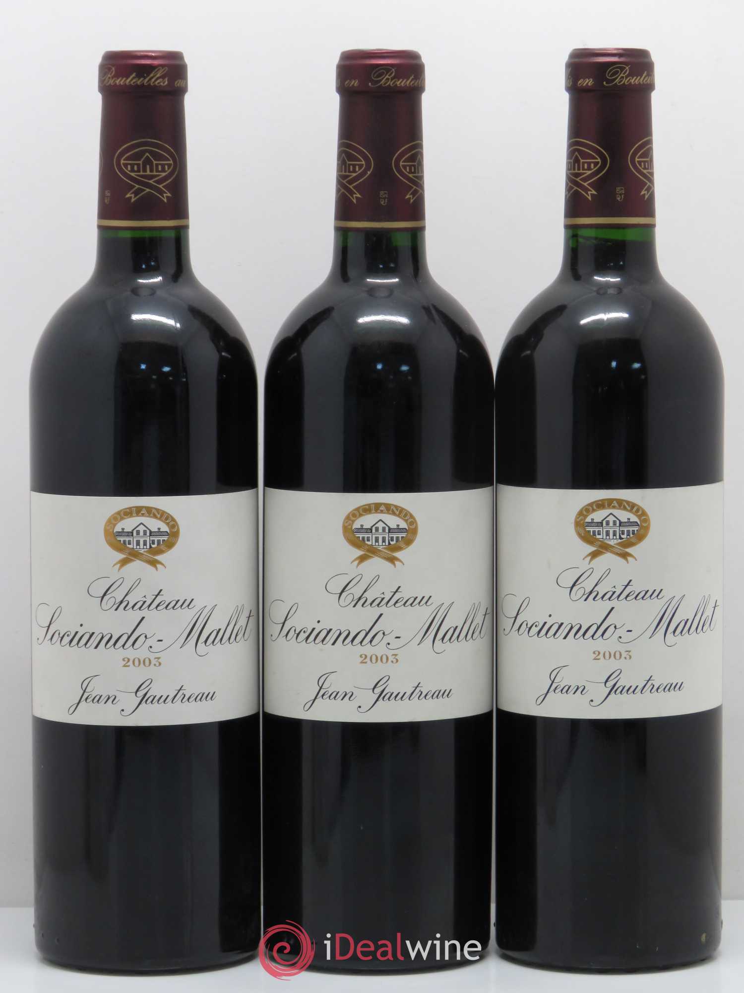 Château Sociando Mallet 2003 - Lot de 3 bouteilles - 0