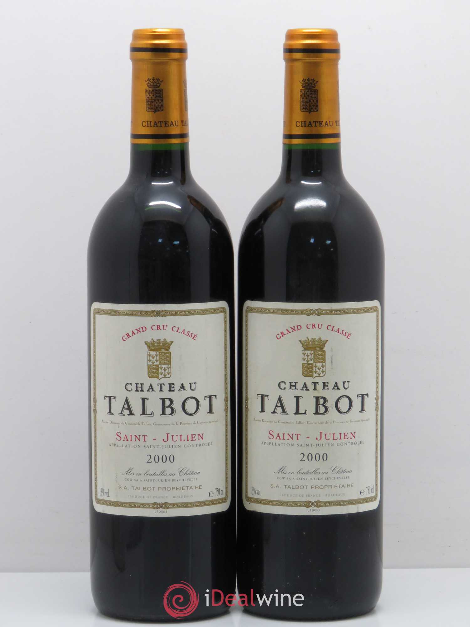 Château Talbot 4ème Grand Cru Classé 2000 - Lot de 2 bouteilles - 0