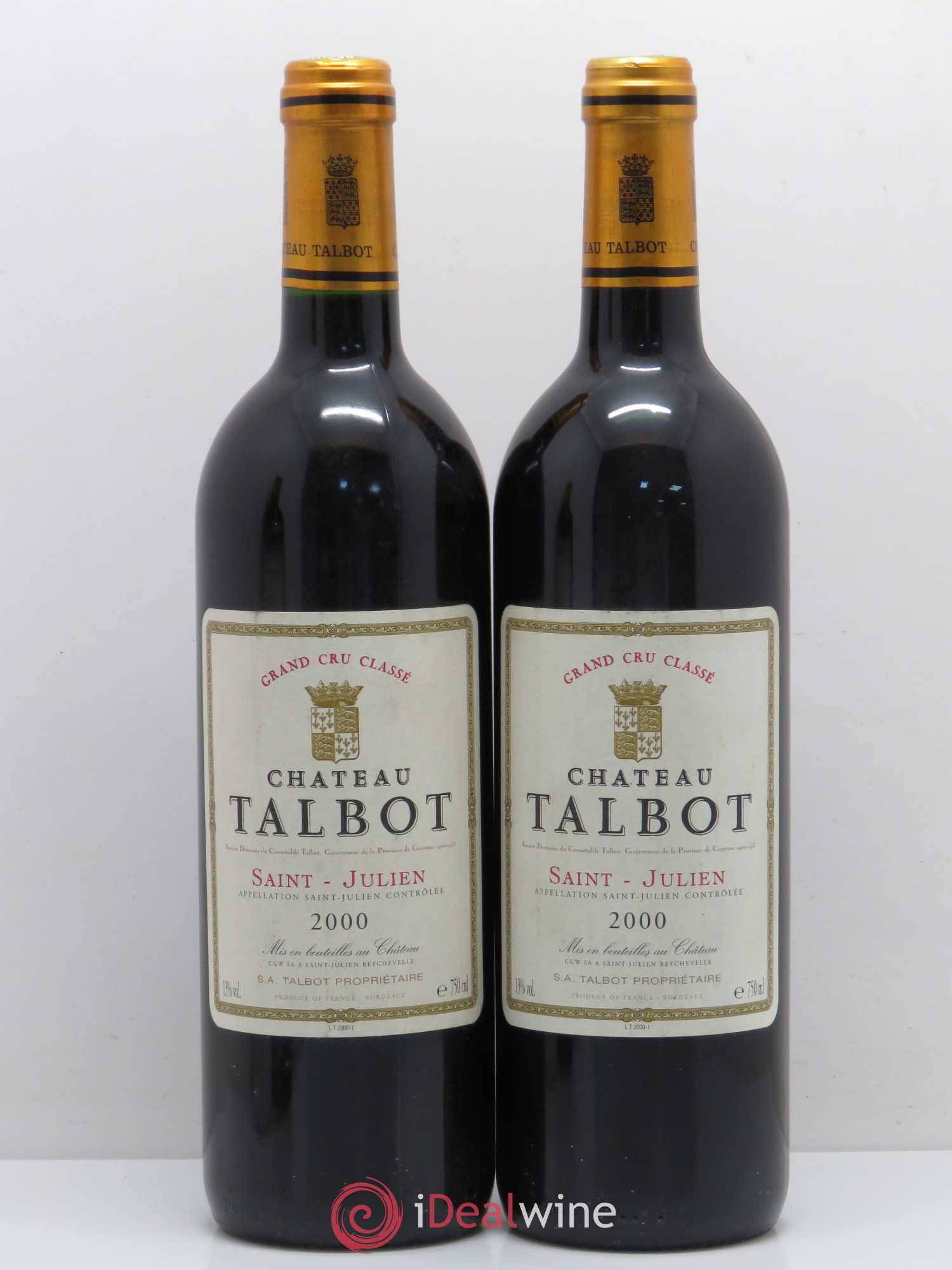 Château Talbot 4ème Grand Cru Classé 2000 - Lot de 2 bouteilles - 0