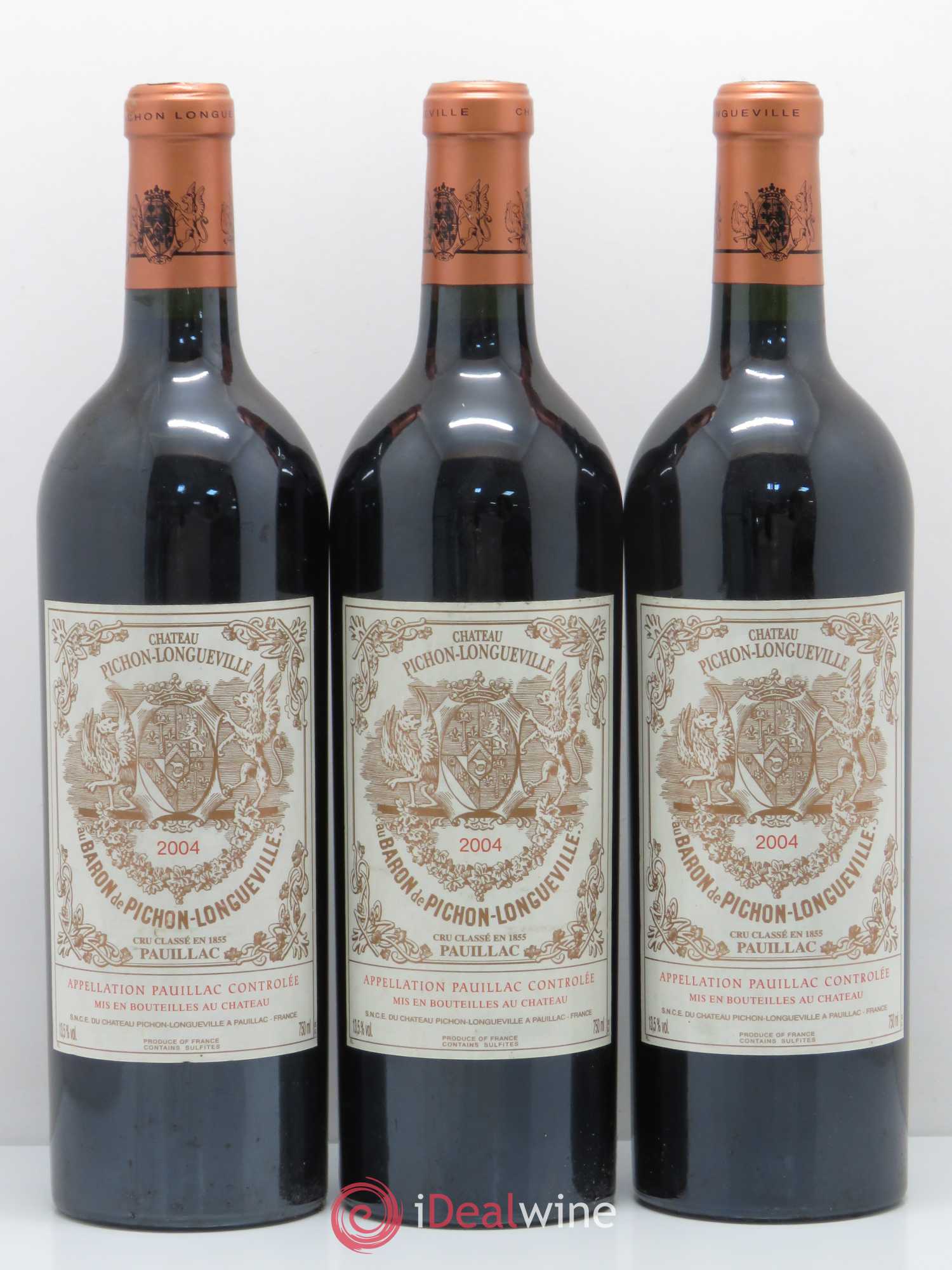 Pichon Longueville Baron 2ème Grand Cru Classé 2004 - Lot de 3 bouteilles - 0