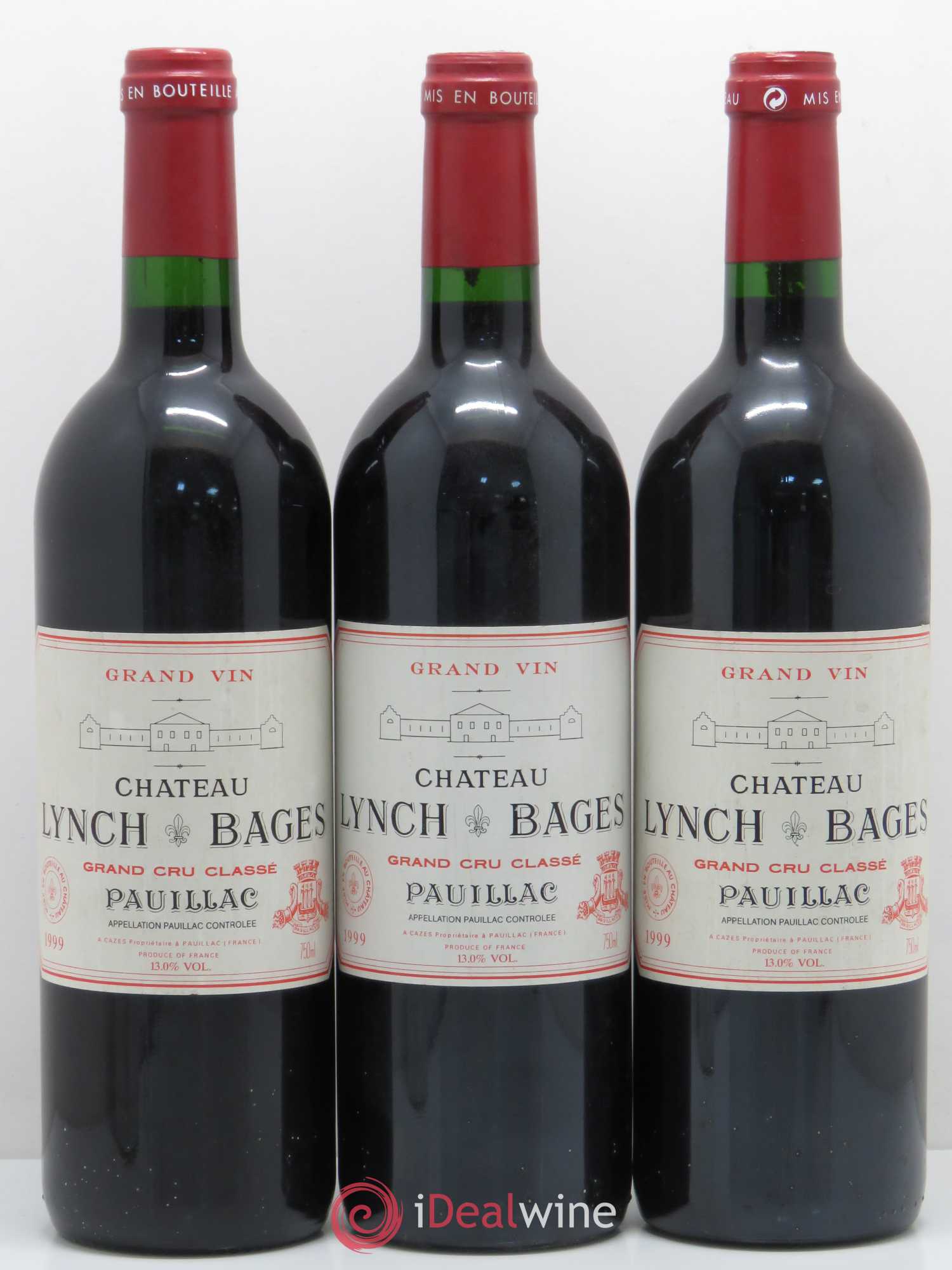 Château Lynch Bages 5ème Grand Cru Classé 1999 - Lot de 3 bouteilles - 0