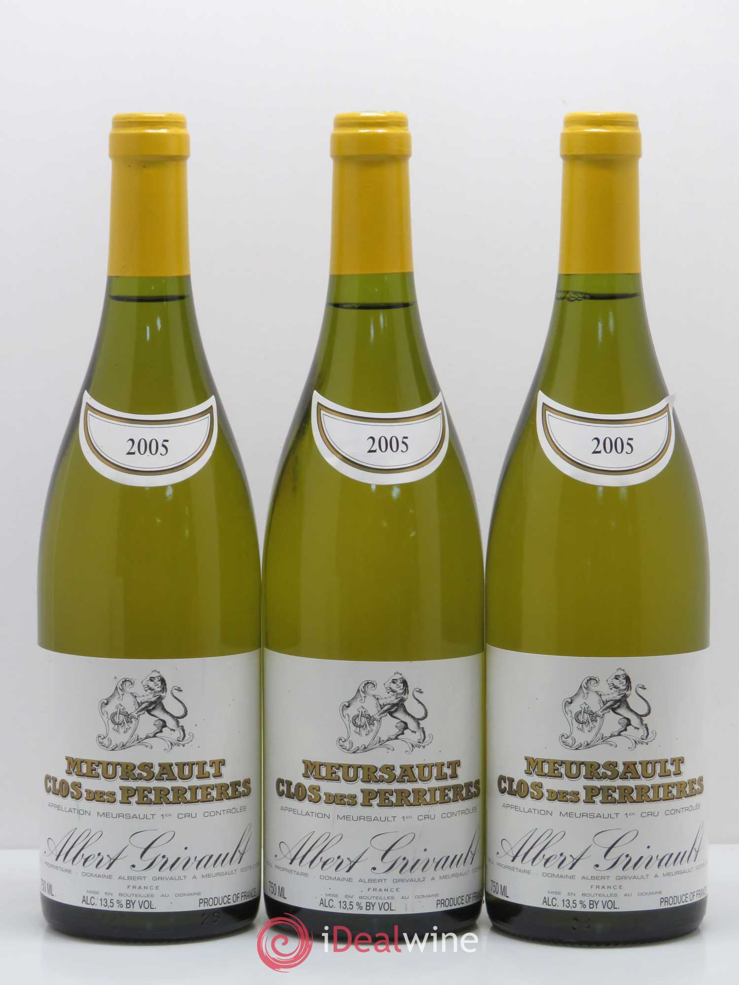 Meursault 1er Cru Clos des Perrières Monopole Albert Grivault 2005 - Lot de 3 bouteilles - 0