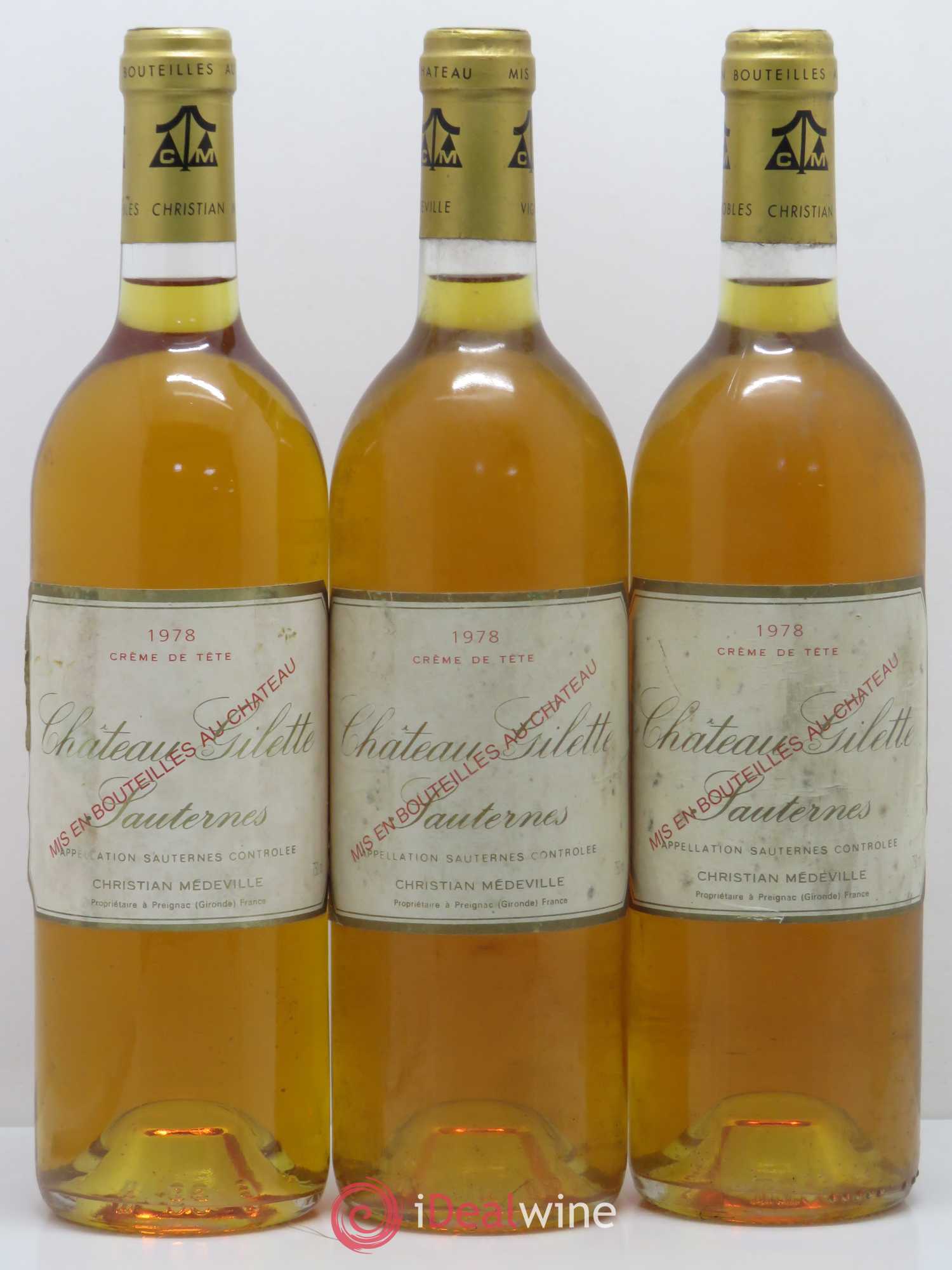 Château Gilette - Crème de Tête 1978 - Lotto di 3 bottiglie - 0