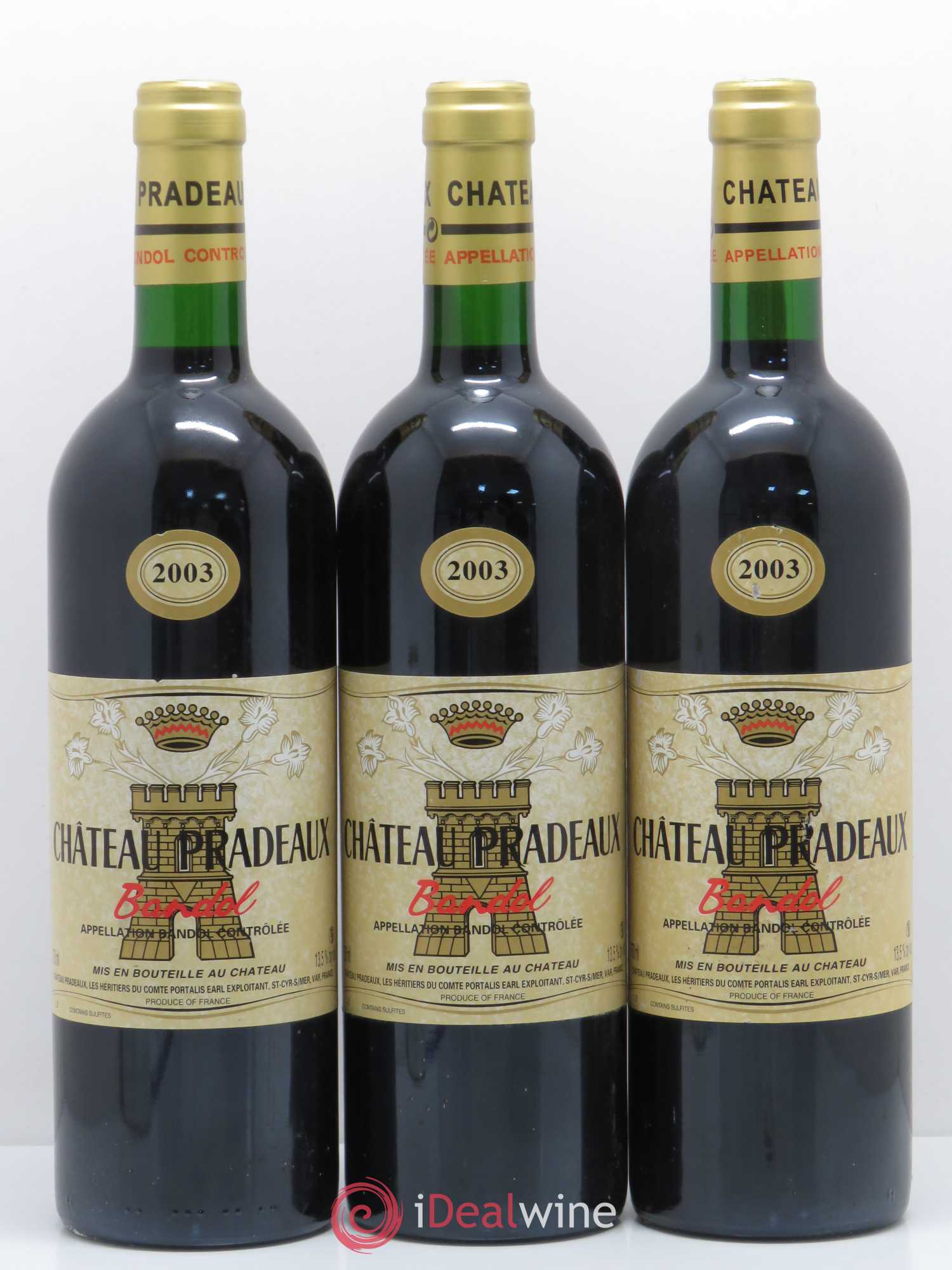 Bandol Château Pradeaux Famille Portalis 2003 - Lot de 3 bouteilles - 0