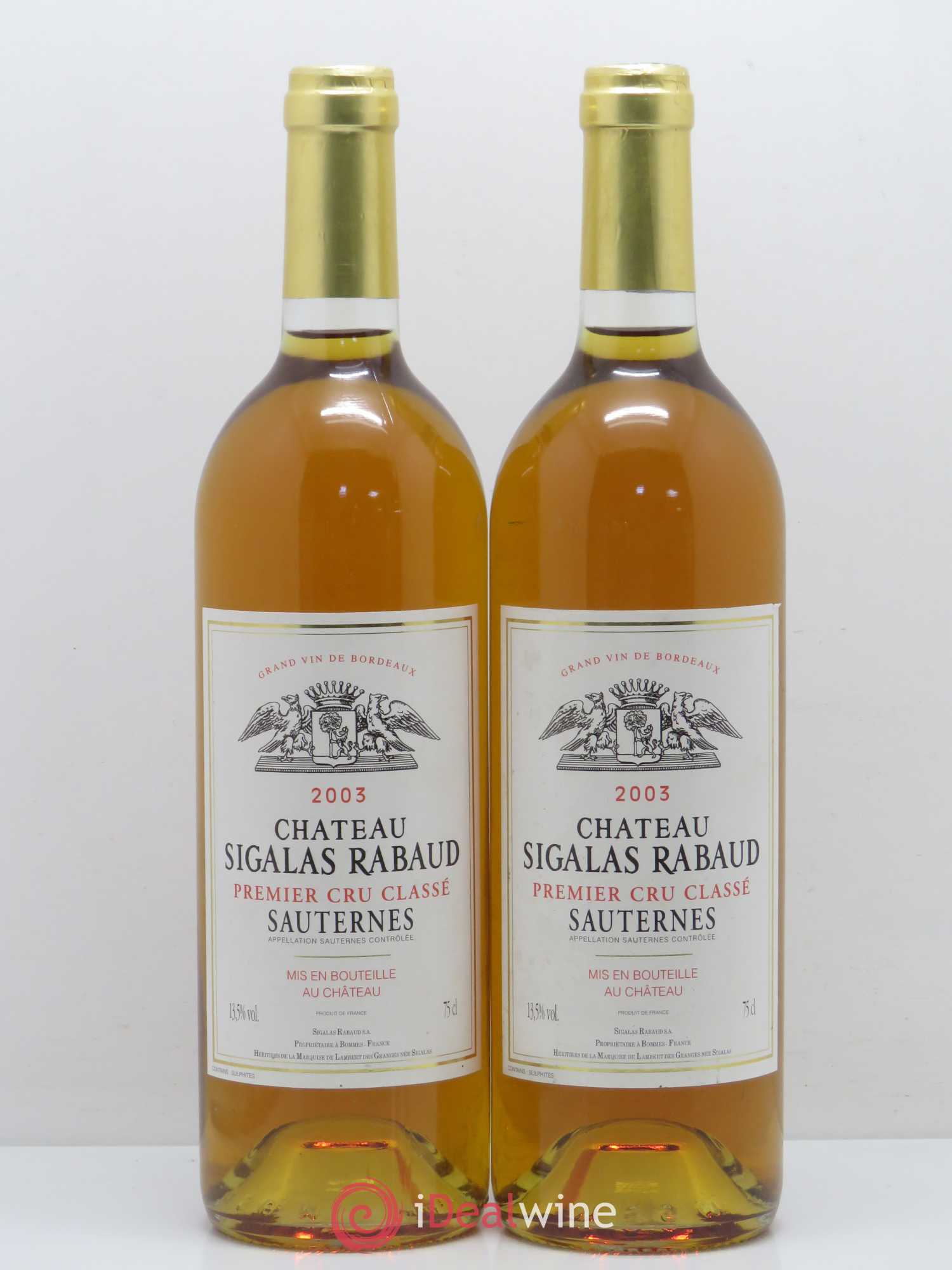 Château Sigalas Rabaud 1er Grand Cru Classé 2003 - Lotto di 2 bottiglie - 0