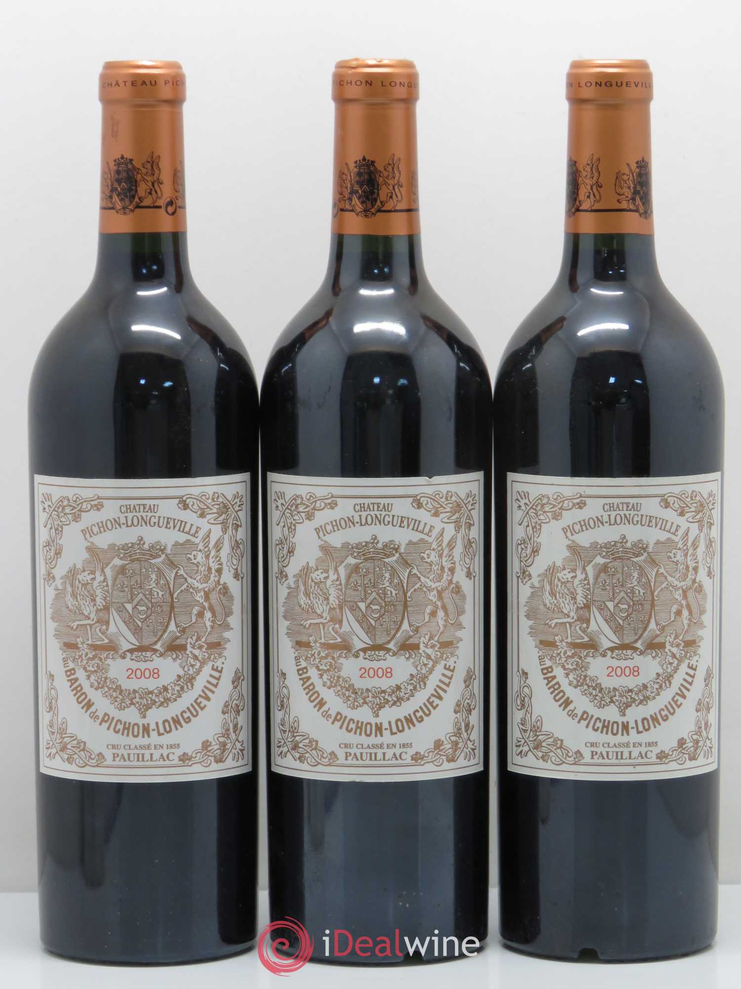 Pichon Longueville Baron 2ème Grand Cru Classé 2008 - Lot de 3 bouteilles - 0