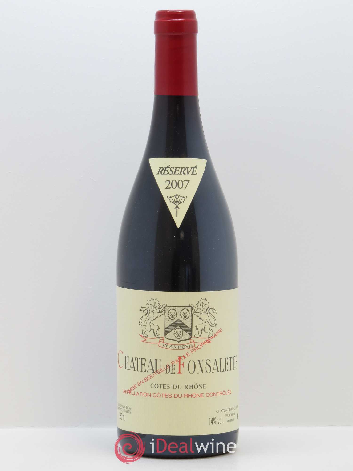 Côtes-du-Rhône Château de Fonsalette Emmanuel Reynaud 2007 - Lot de 1 bouteille - 0