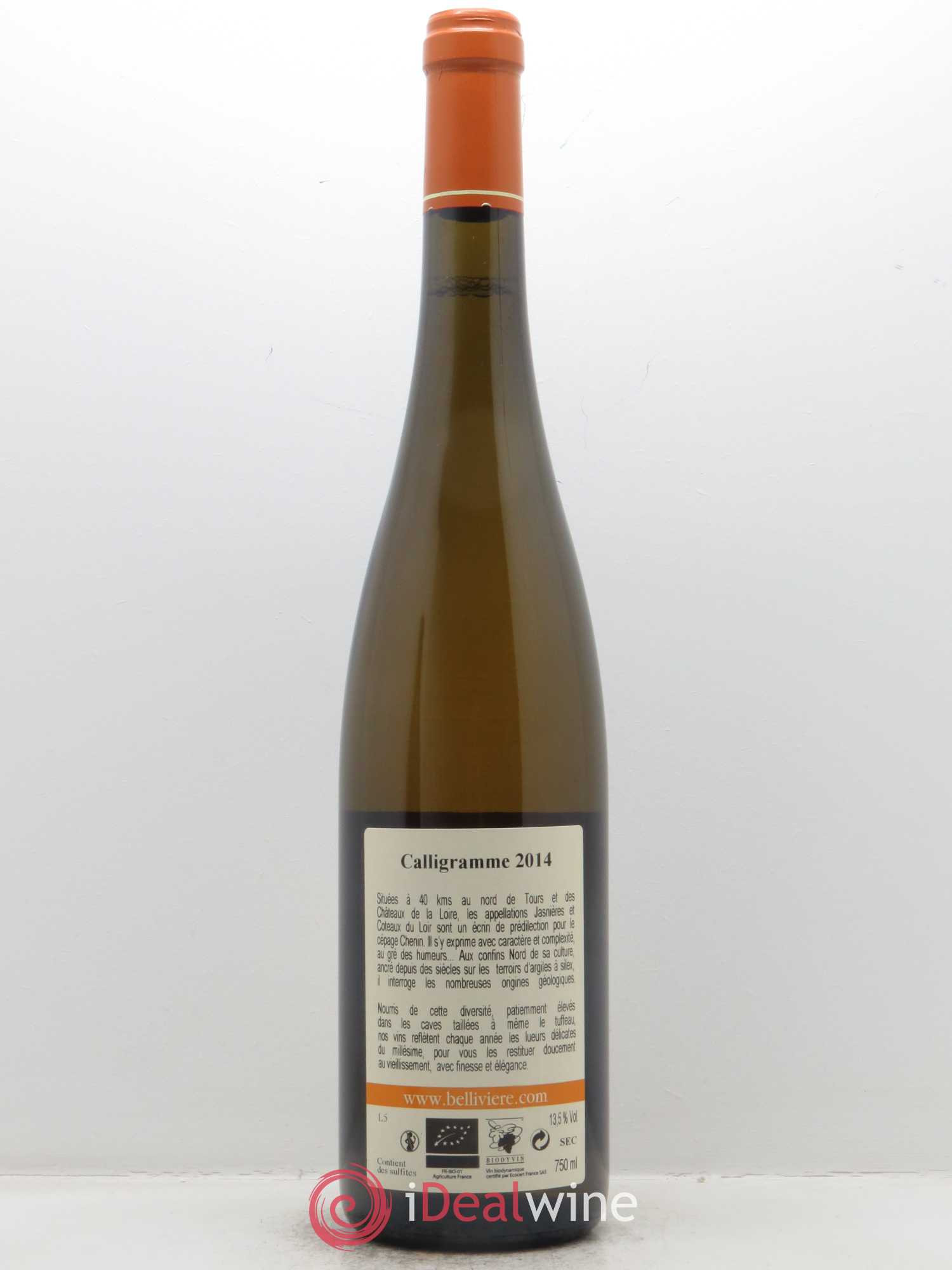 Jasnières Calligramme Domaine de Bellivière 2014 - Lot de 1 bouteille - 1