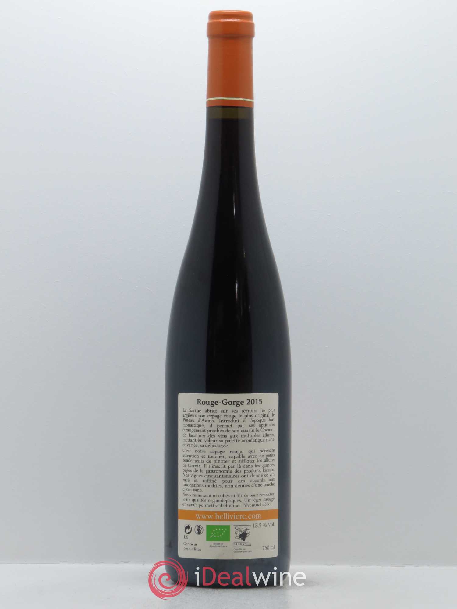 Coteaux du Loir Le Rouge Gorge Domaine de Bellivière 2015 - Lot de 1 bouteille - 1