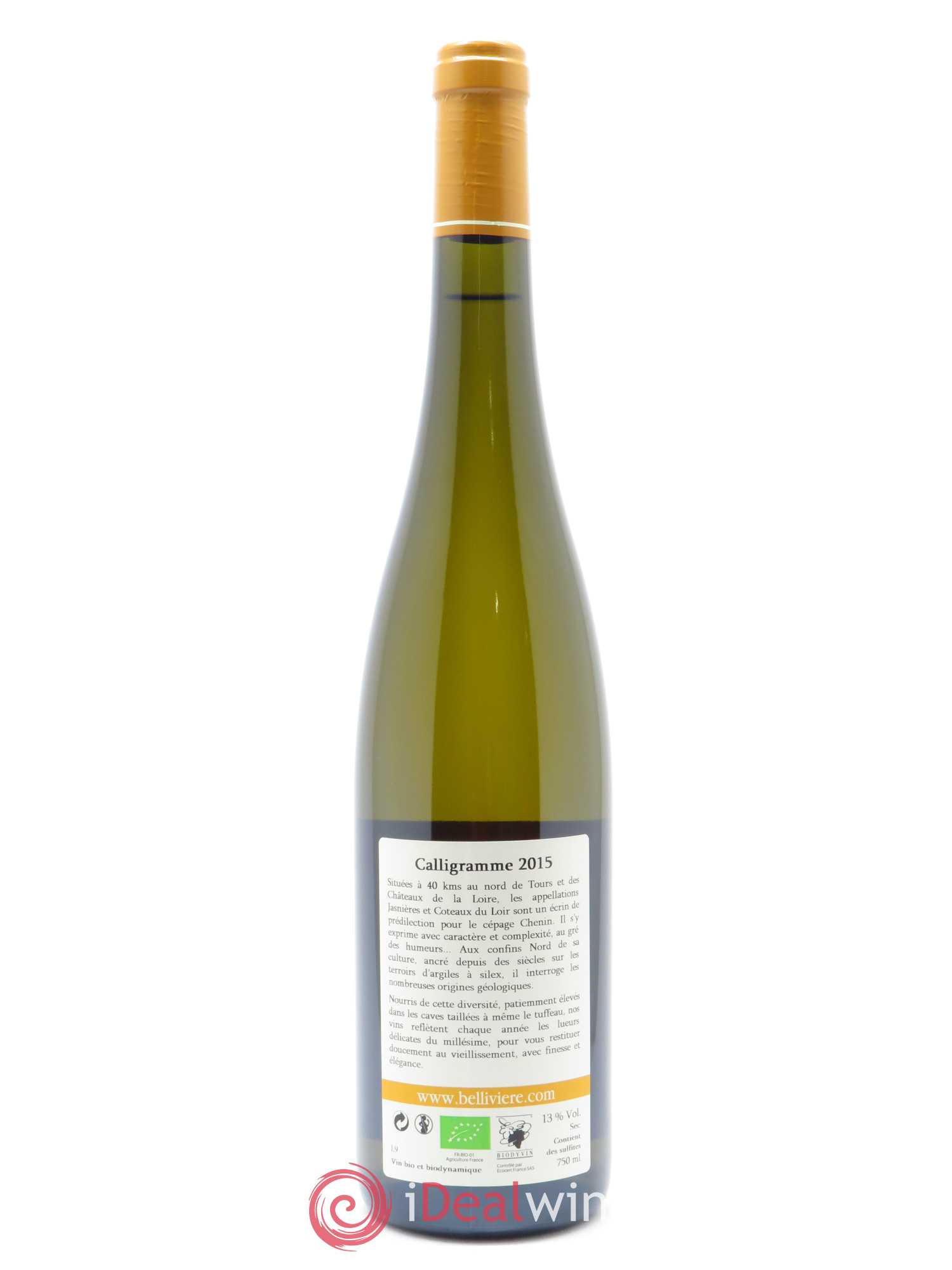 Jasnières Calligramme Domaine de Bellivière 2015 - Lot de 1 bouteille - 1