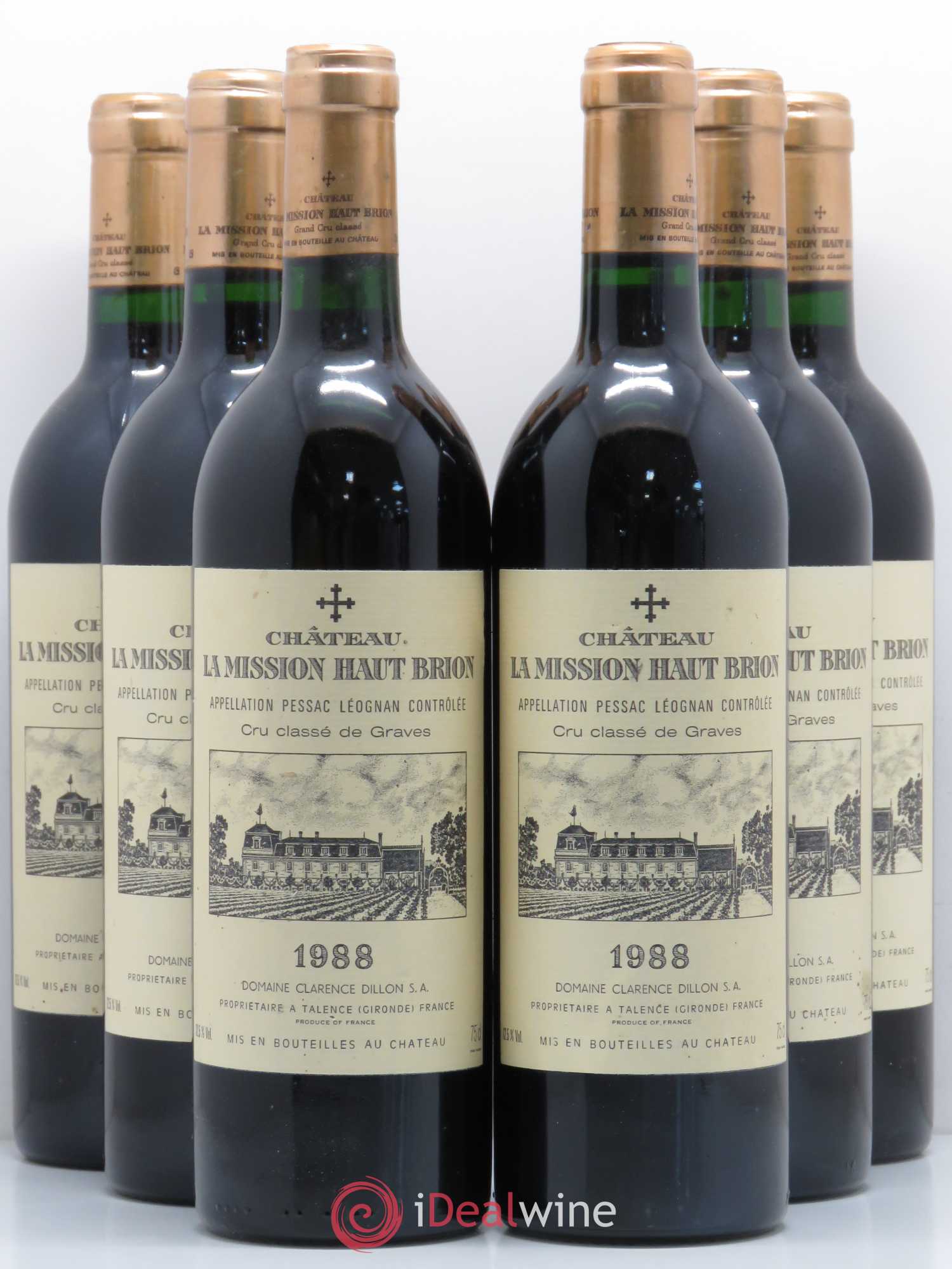 Château la Mission Haut-Brion Cru Classé de Graves 1988 - Lot de 6 bouteilles - 0