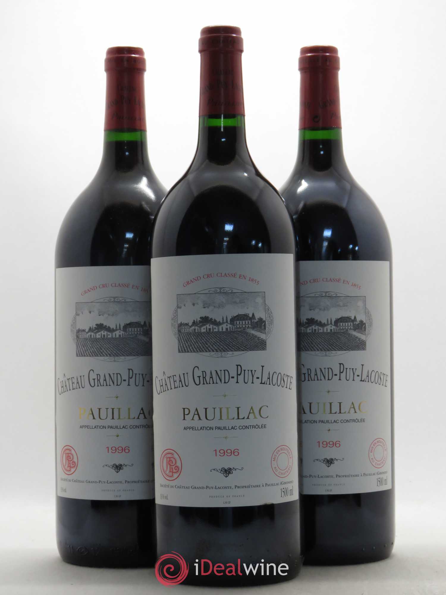 Château Grand Puy Lacoste 5ème Grand Cru Classé 1996 - Lot de 3 magnums - 0