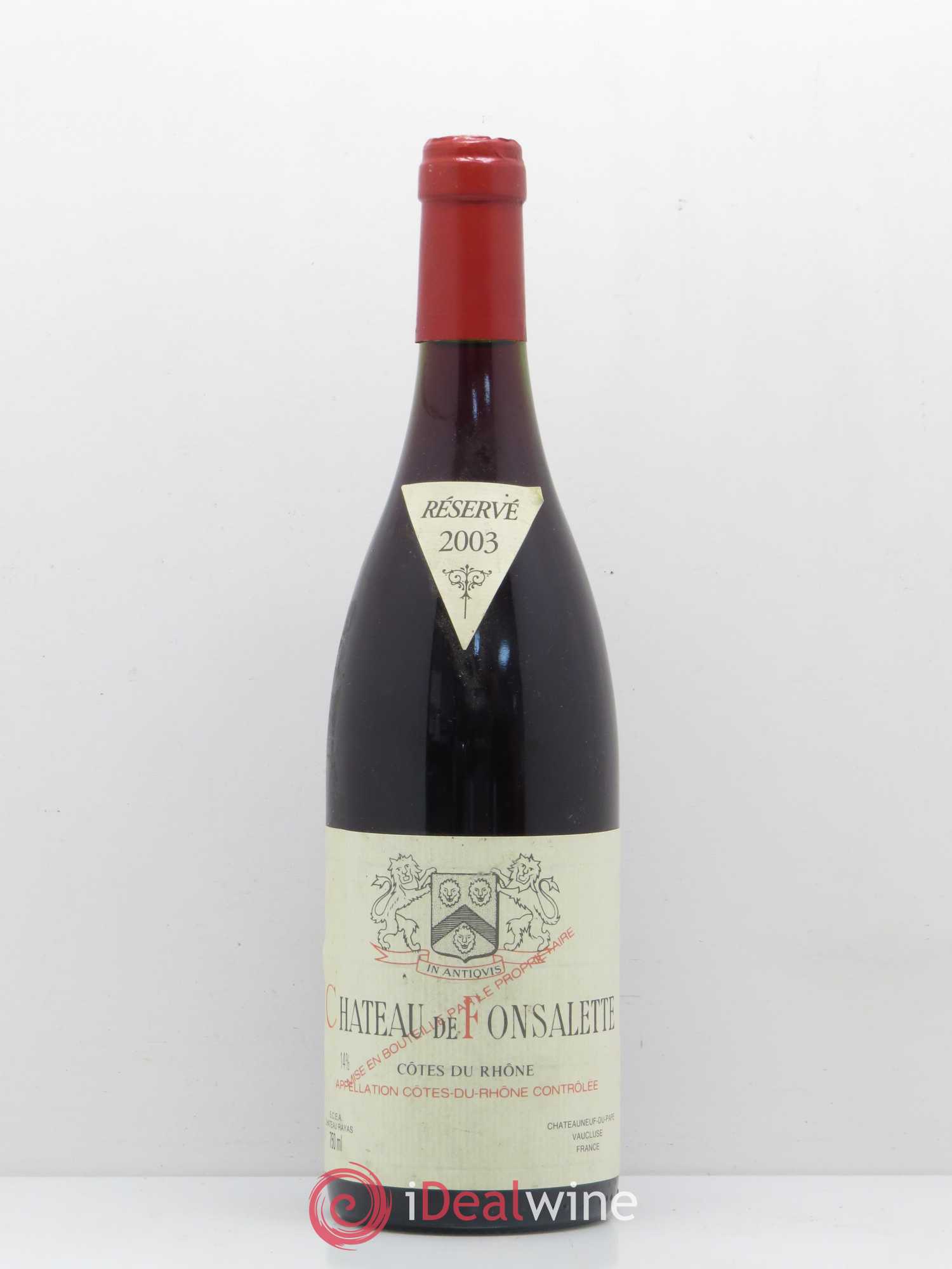 Côtes-du-Rhône Château de Fonsalette Emmanuel Reynaud 2003 - Lot de 1 bouteille - 0