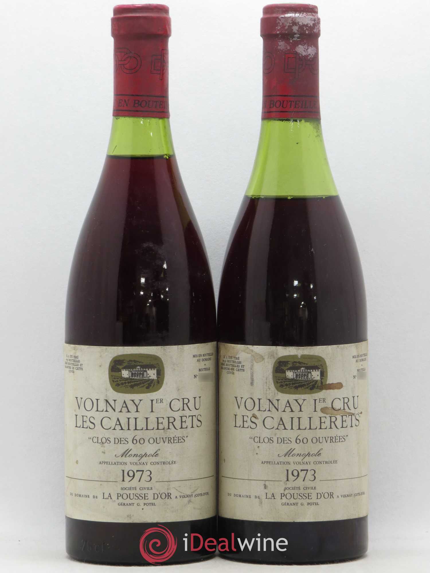 Volnay 1er Cru Les Caillerets La Pousse d'Or (Domaine de) Clos des 60 ouvrées (sans prix de réserve) 1973 - Lotto di 2 bottiglie - 0