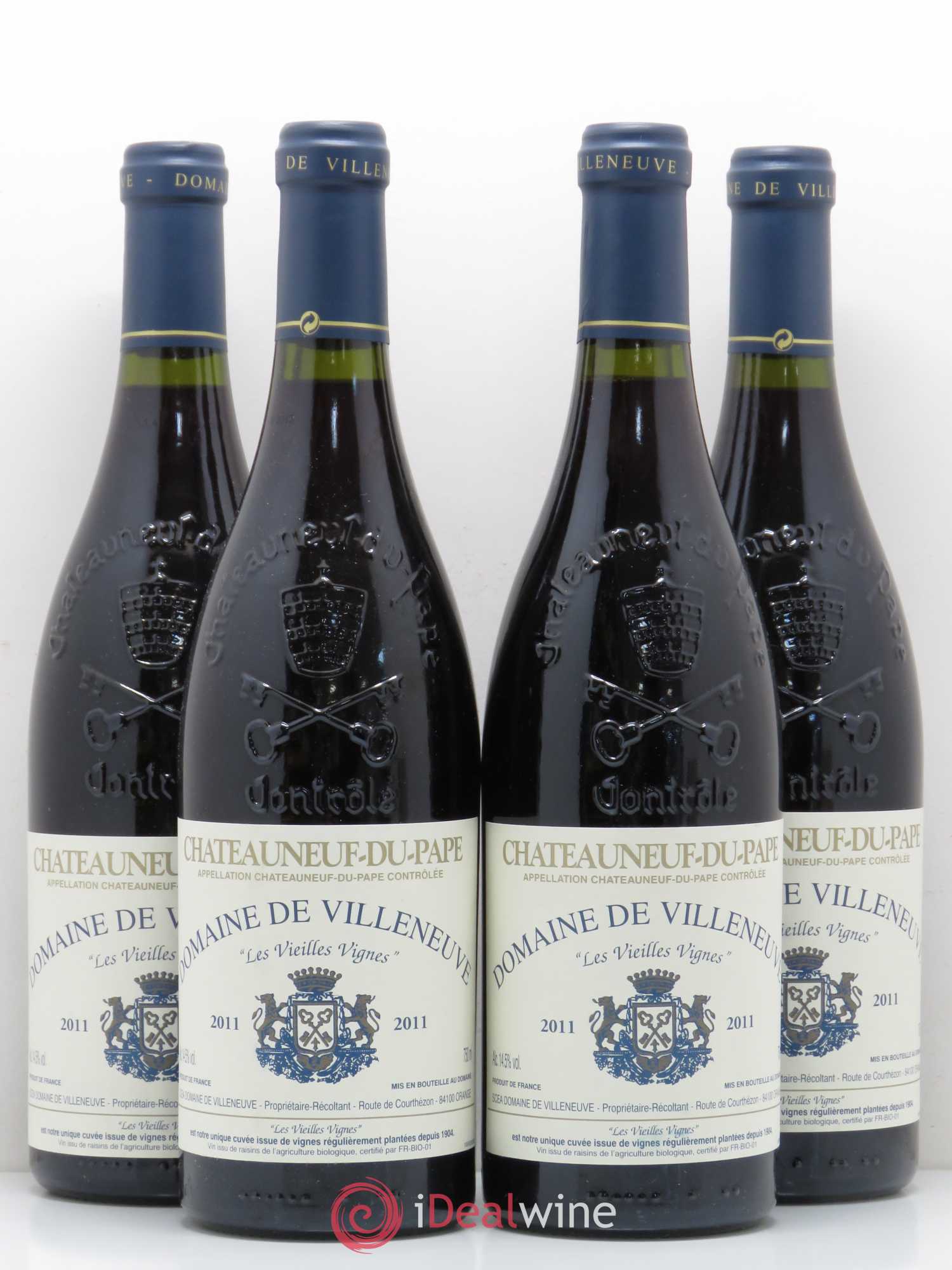 Châteauneuf-du-Pape Les Vieilles Vignes Domaine de Villeneuve 2011 - Posten von 4 Flaschen - 0