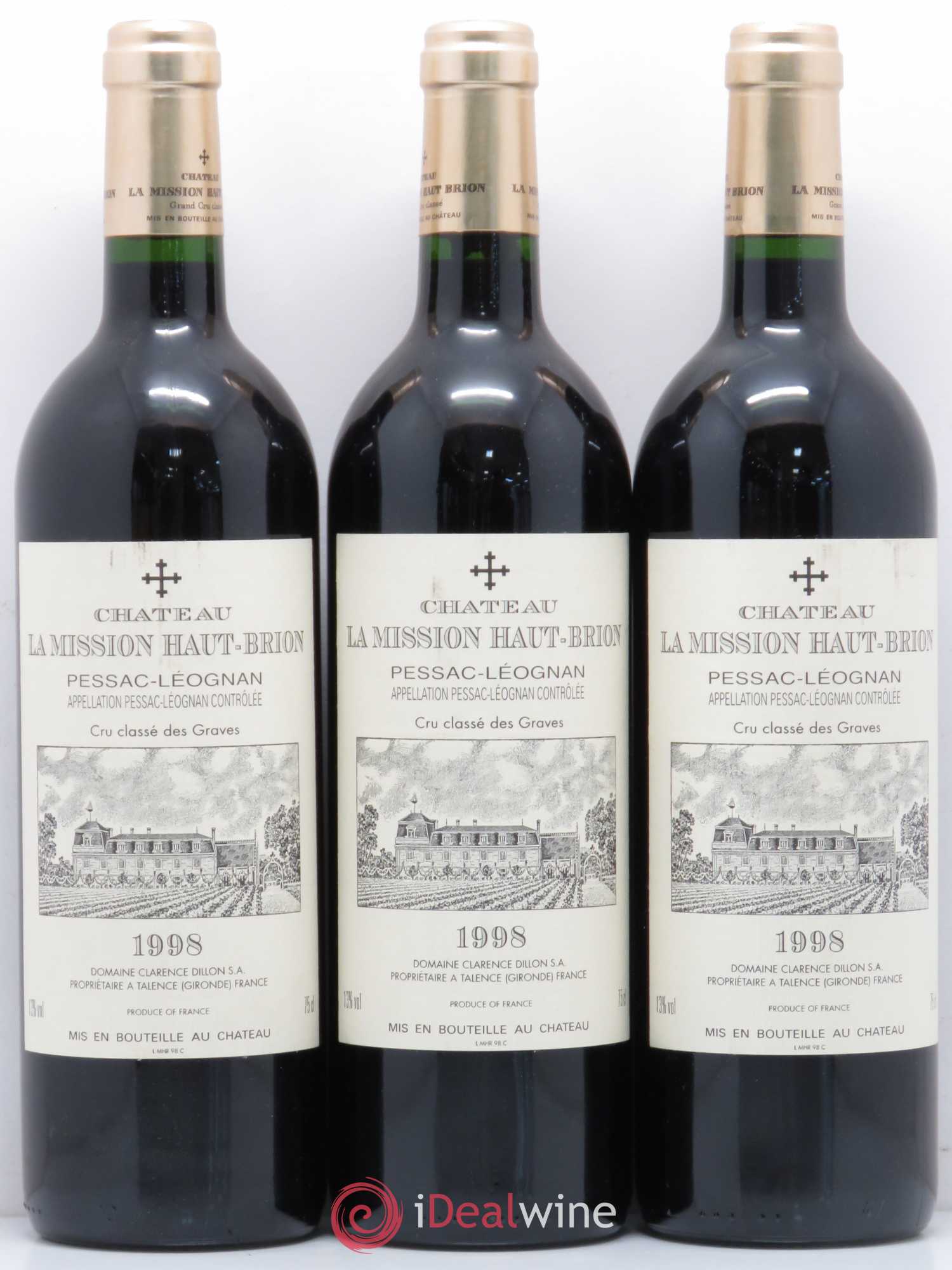 Château la Mission Haut-Brion Cru Classé de Graves 1998 - Lot de 3 bouteilles - 0