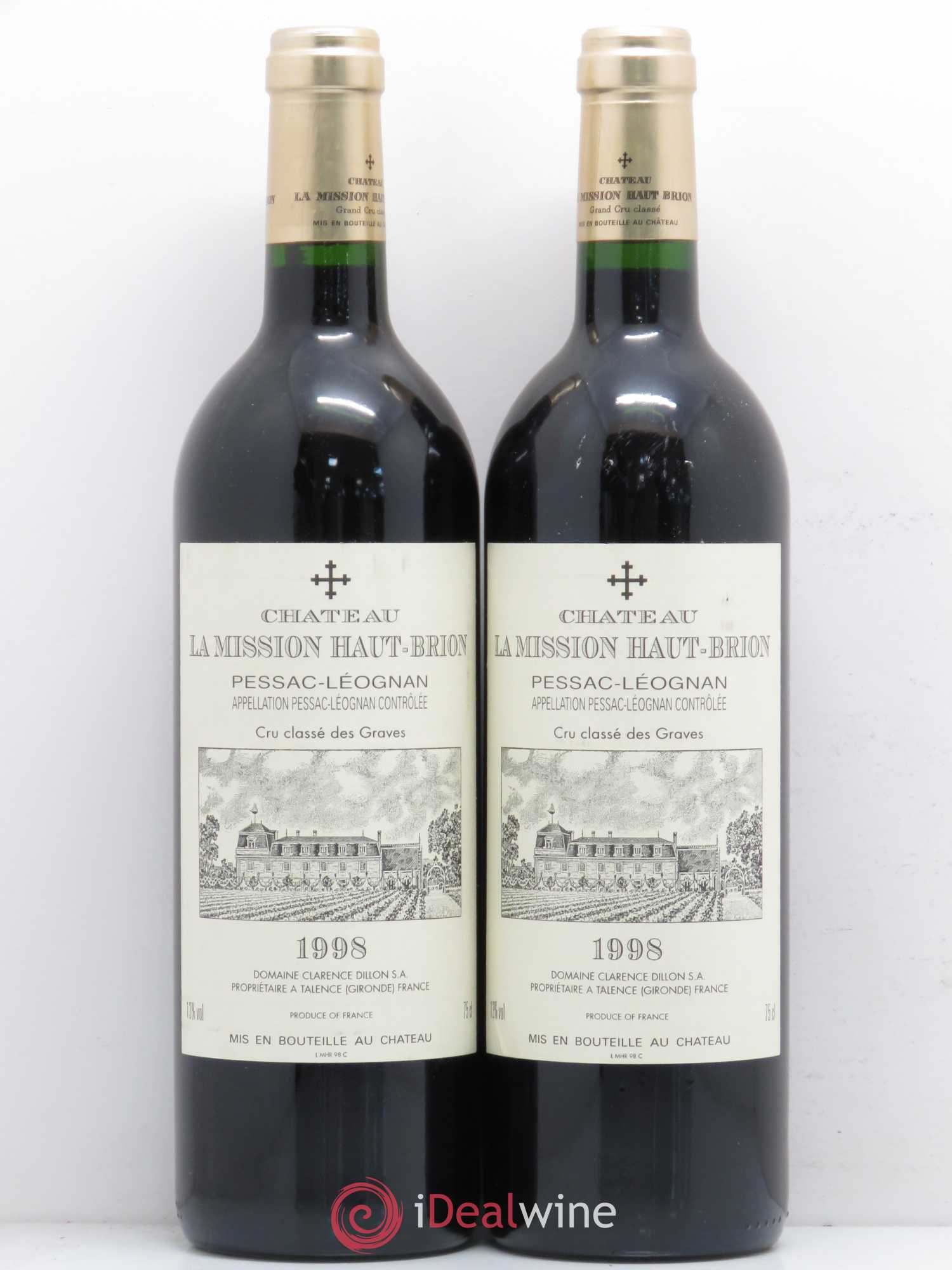 Château la Mission Haut-Brion Cru Classé de Graves 1998 - Lot de 2 bouteilles - 0