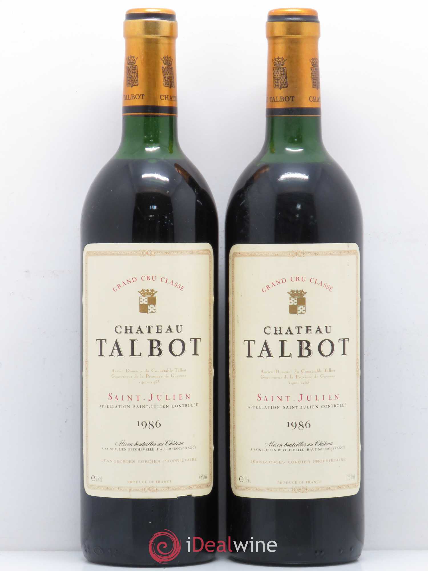 Château Talbot 4ème Grand Cru Classé 1986 - Lot de 2 bouteilles - 0