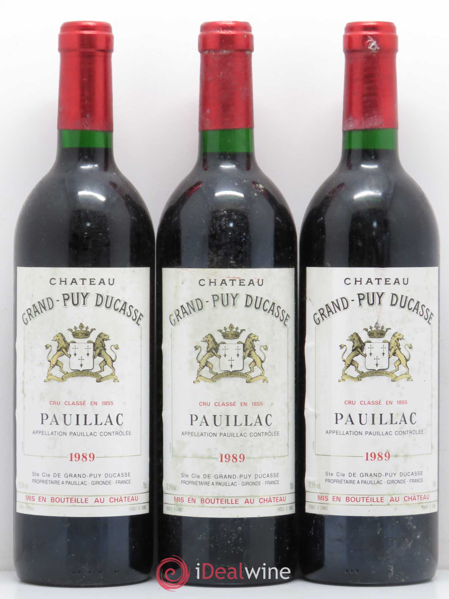 Château Grand Puy Ducasse 5ème Grand Cru Classé 1989 - Lot de 3 bouteilles - 0