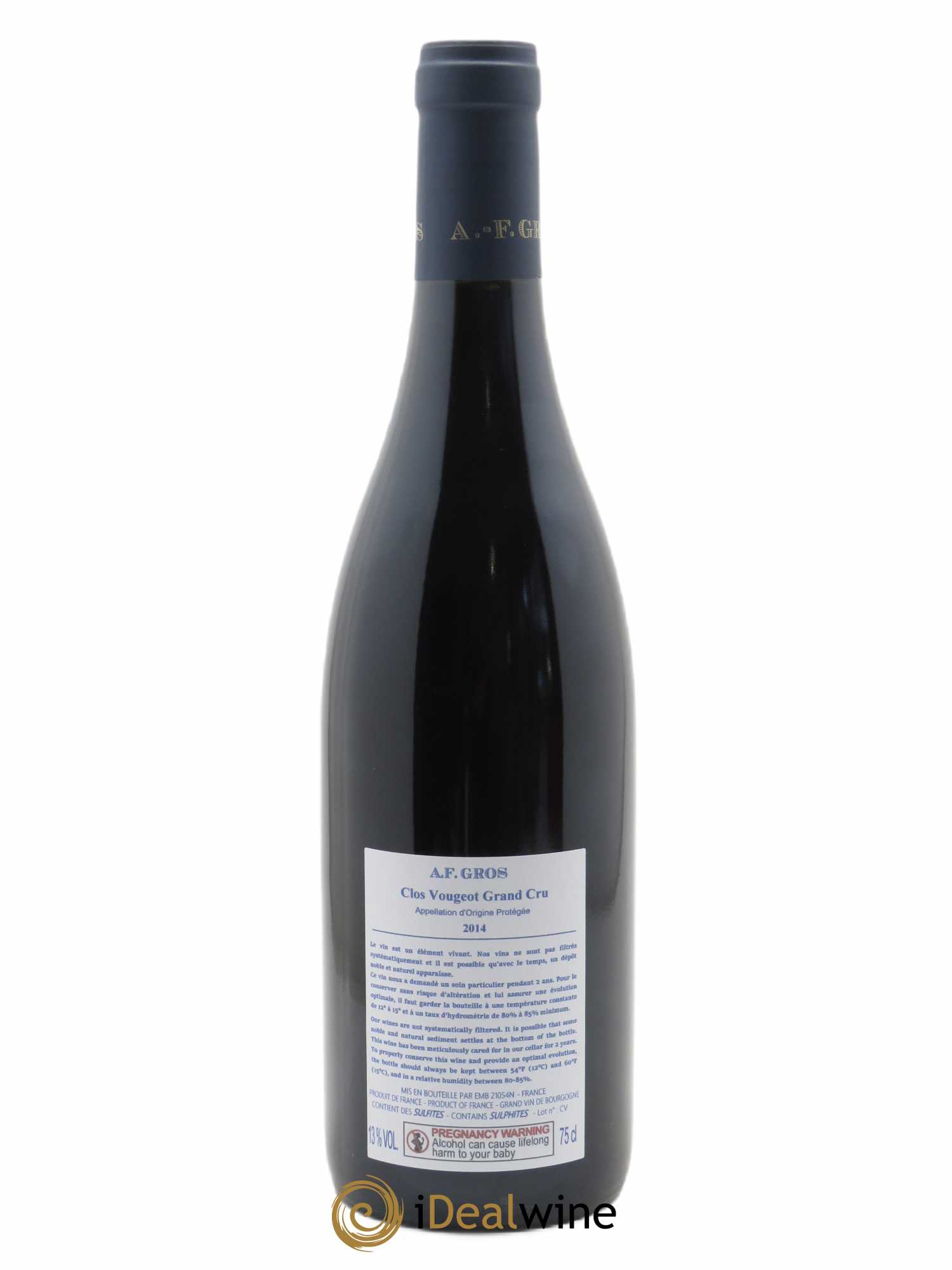 Clos Vougeot Grand Cru Le Grand Maupertui A.-F. Gros 2014 - Lot de 1 bouteille - 1
