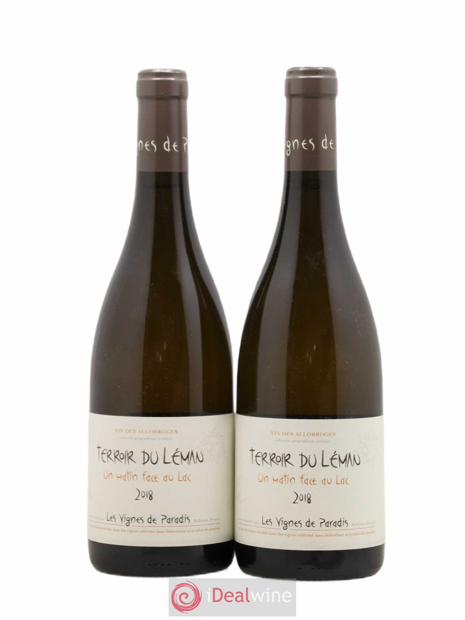 Vin des Allobroges Terroir du Léman Un matin face au Lac Les Vignes de Paradis Terroir du Leman Un Matin Face au Lac Les vignes du Paradis 2018 - Lotto di 2 bottiglie - 0