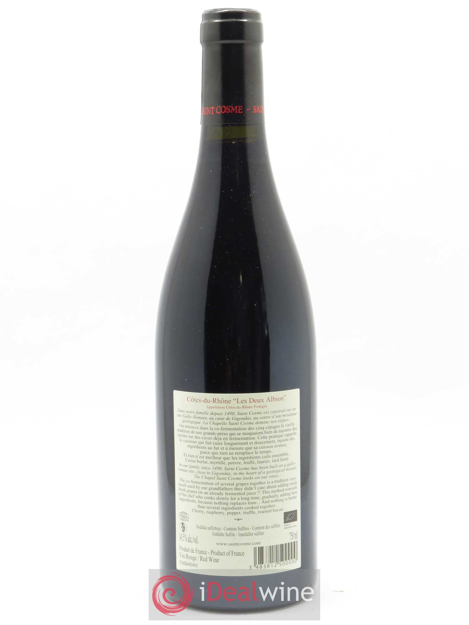 Côtes-du-Rhône Les Deux Albion Saint Cosme 2019 - Lot de 1 bouteille - 1