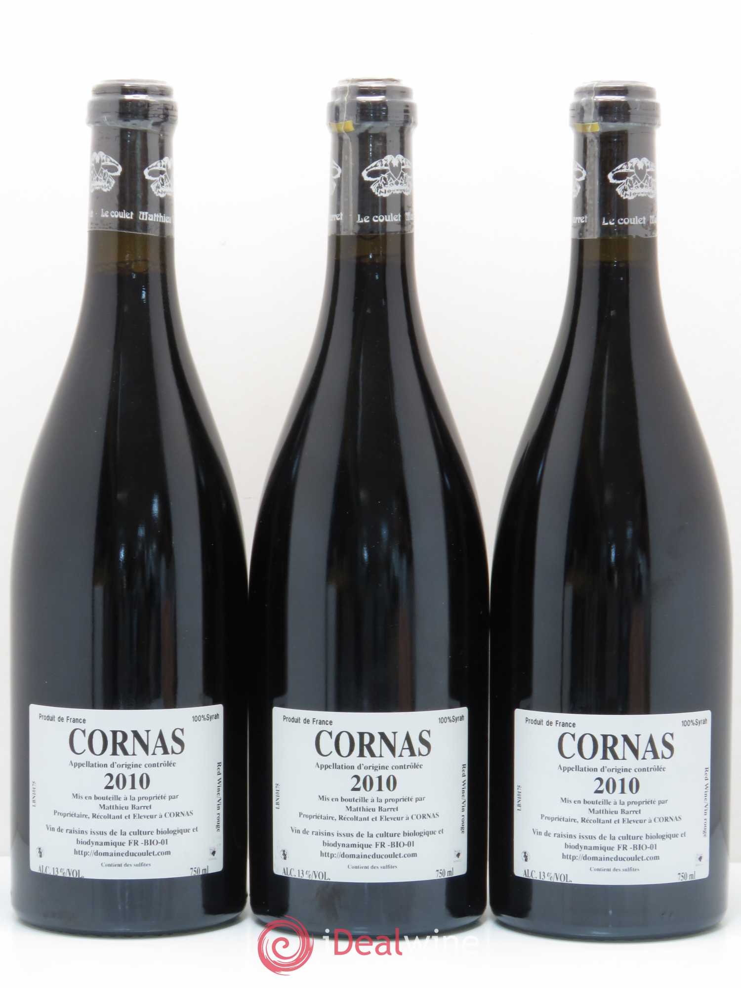 Cornas Billes Noires Coulet (Domaine du) - Matthieu Barret 2010 - Lot de 3 bouteilles - 1