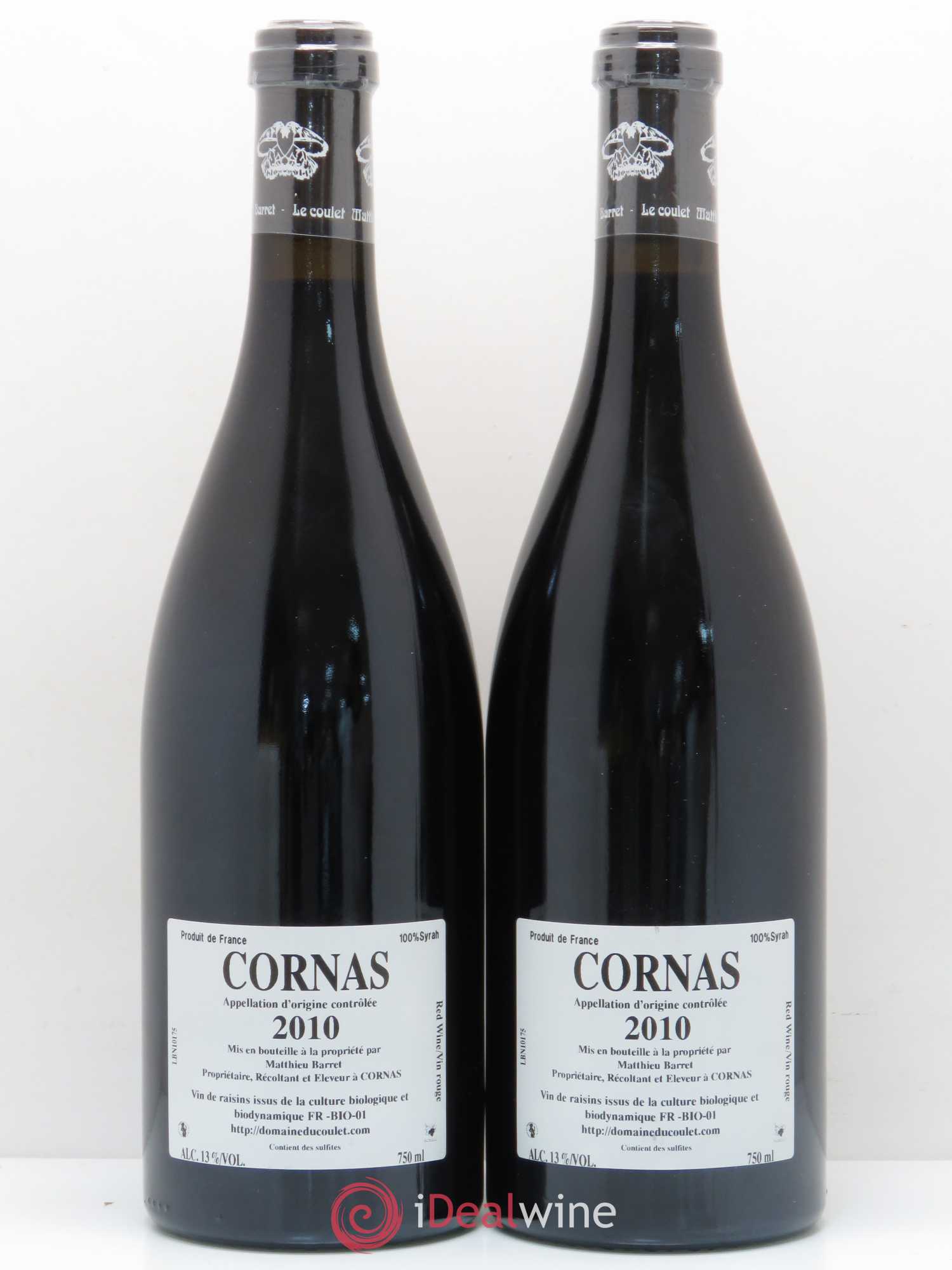 Cornas Billes Noires Coulet (Domaine du) - Matthieu Barret 2010 - Lot de 2 bouteilles - 1