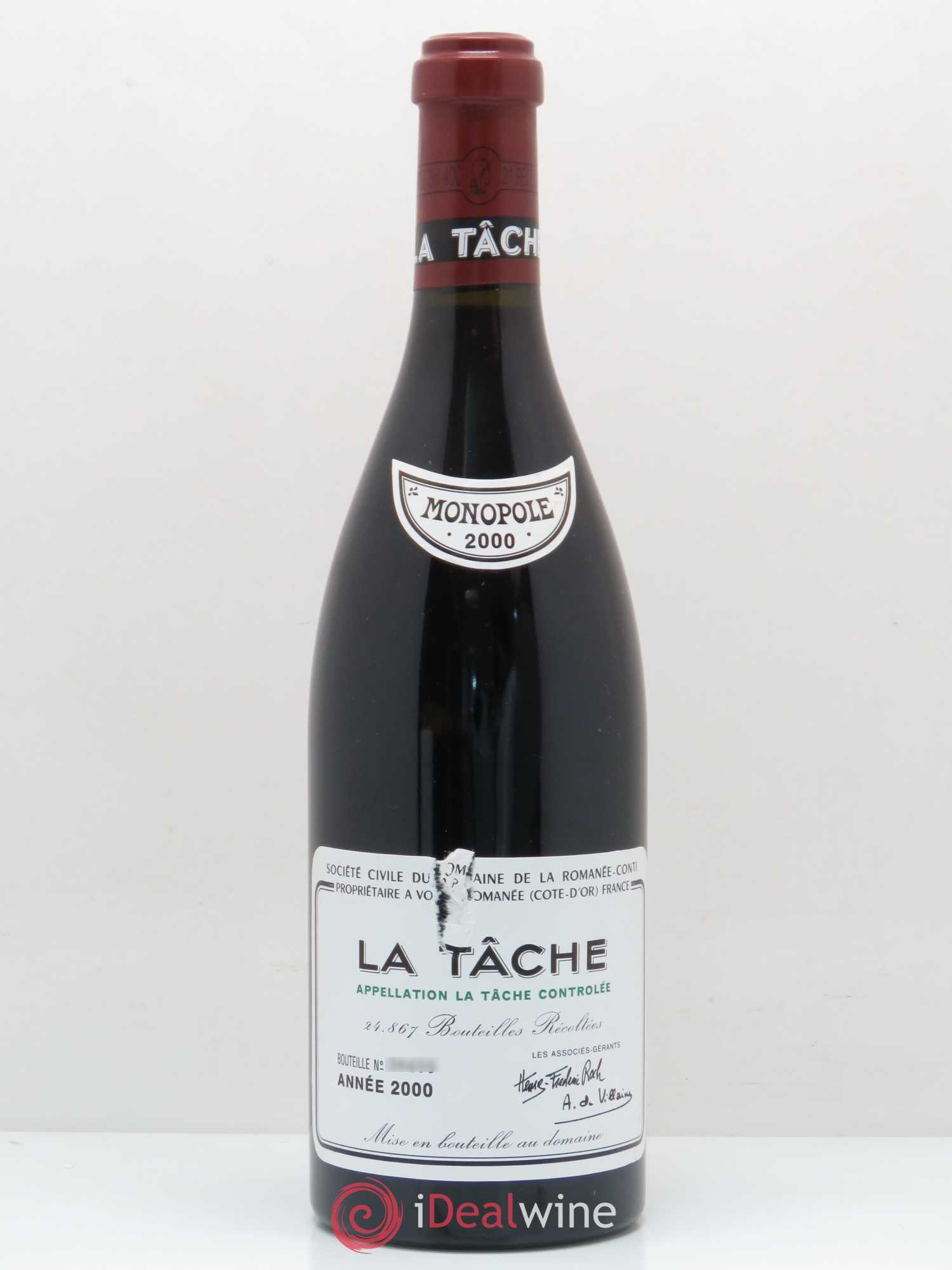La Tâche Grand Cru Domaine de la Romanée-Conti 2000 - Lot de 1 bouteille - 0