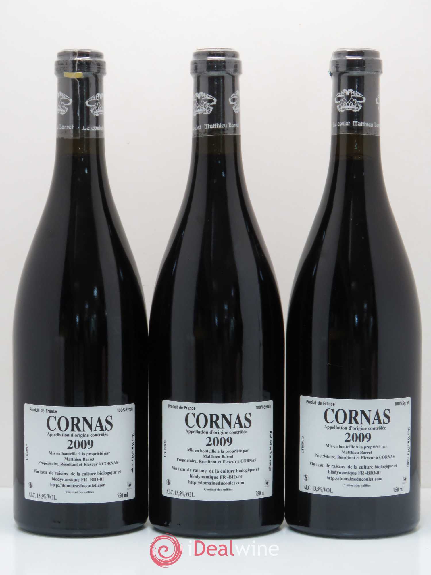 Cornas Les Terrasses du Serre Domaine du Coulet - Matthieu Barret 2009 - Lot de 3 bouteilles - 1