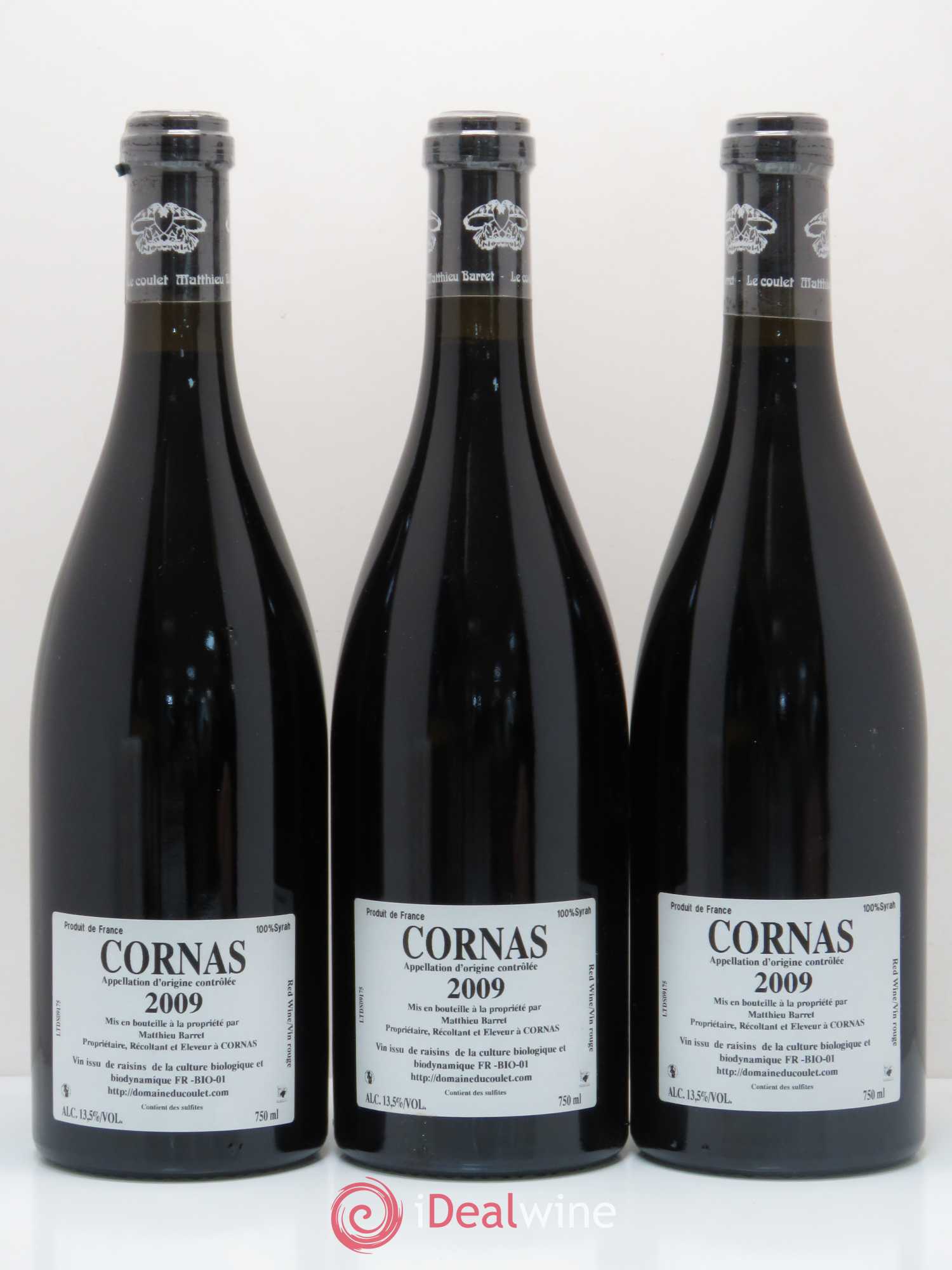 Cornas Les Terrasses du Serre Domaine du Coulet - Matthieu Barret 2009 - Lot de 3 bouteilles - 1
