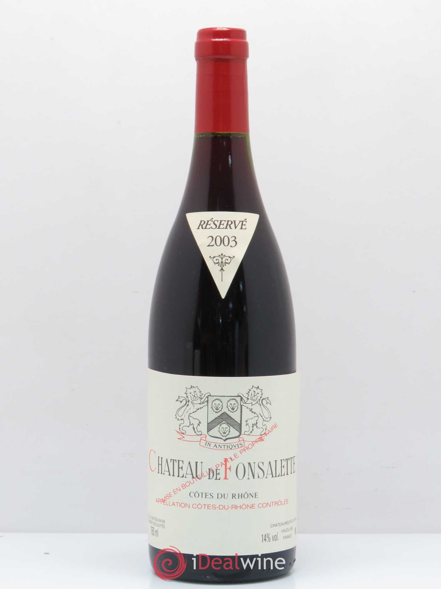 Côtes-du-Rhône Château de Fonsalette Emmanuel Reynaud 2003 - Lot de 1 bouteille - 0