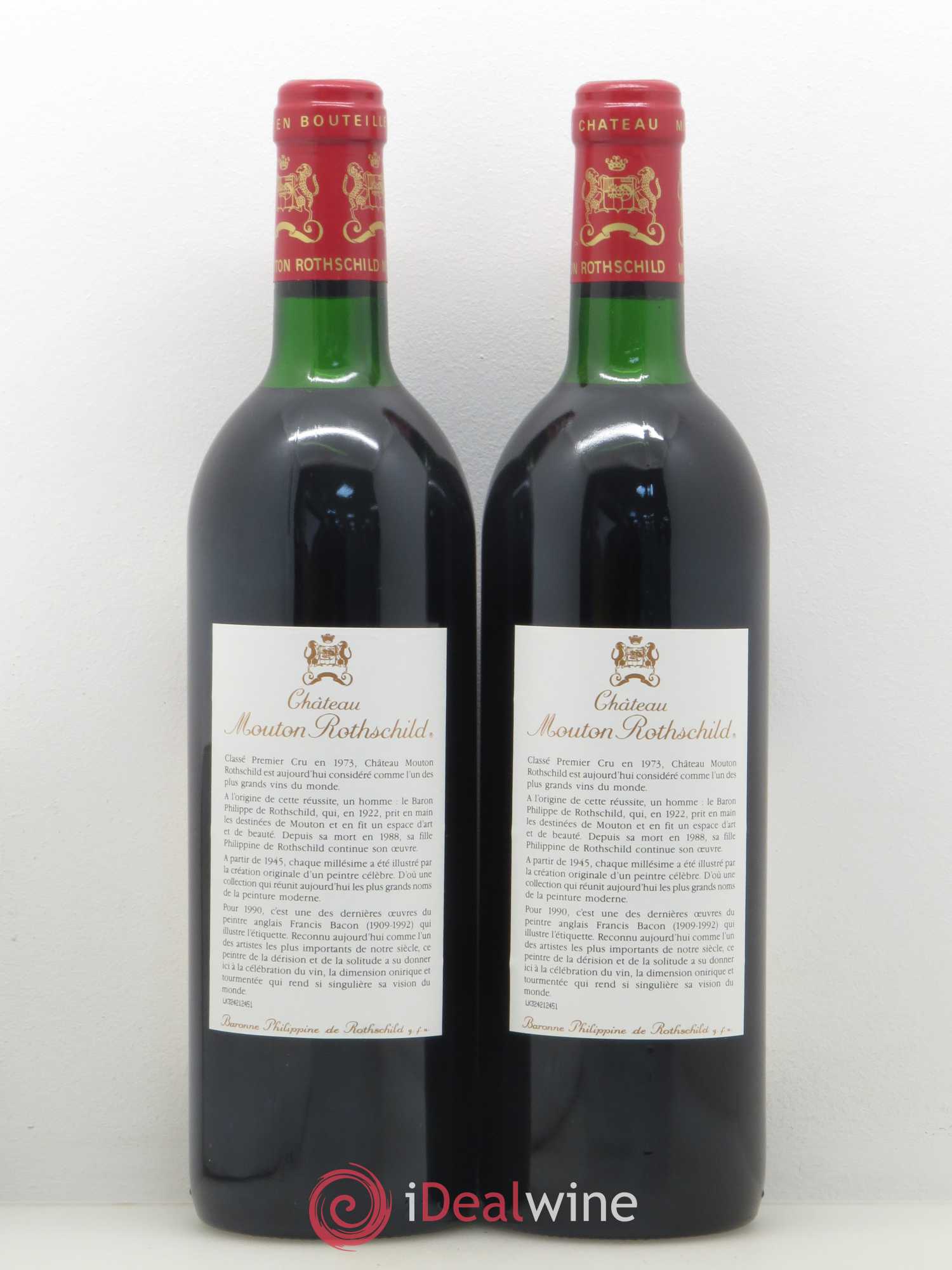 Château Mouton Rothschild 1er Grand Cru Classé 1990 - Lot de 2 bouteilles - 1