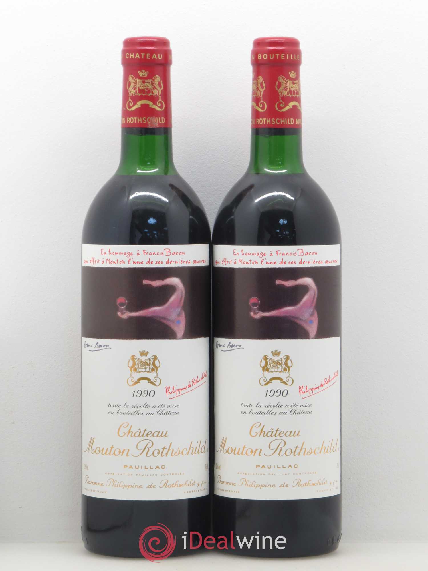 Château Mouton Rothschild 1er Grand Cru Classé 1990 - Lot de 2 bouteilles - 0