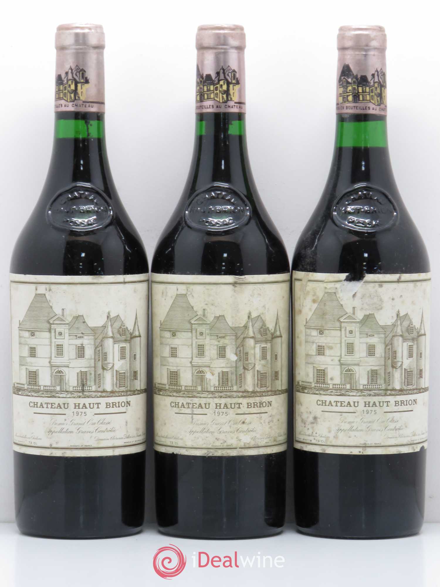 Château Haut Brion 1er Grand Cru Classé 1975 - Lot de 3 bouteilles - 0