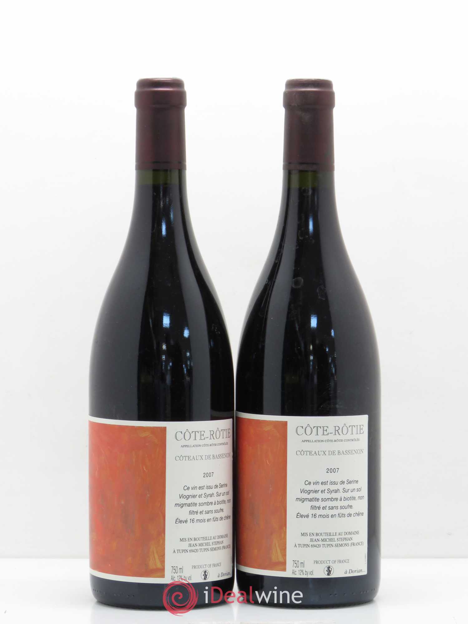 Côte-Rôtie Coteaux de Bassenon Jean-Michel Stephan 2007 - Lot de 2 bouteilles - 0