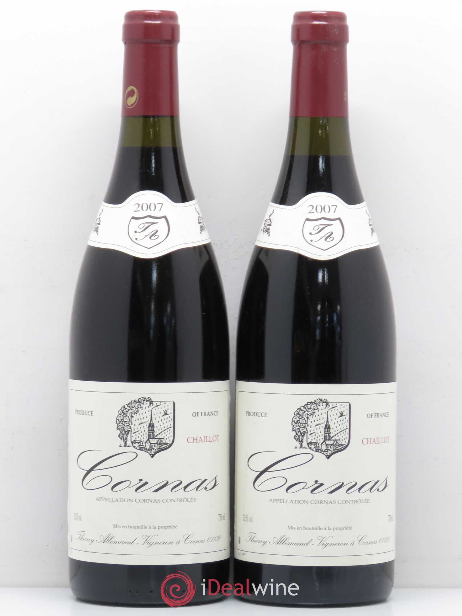 Cornas Chaillot Thierry Allemand 2007 - Lot de 2 bouteilles - 0