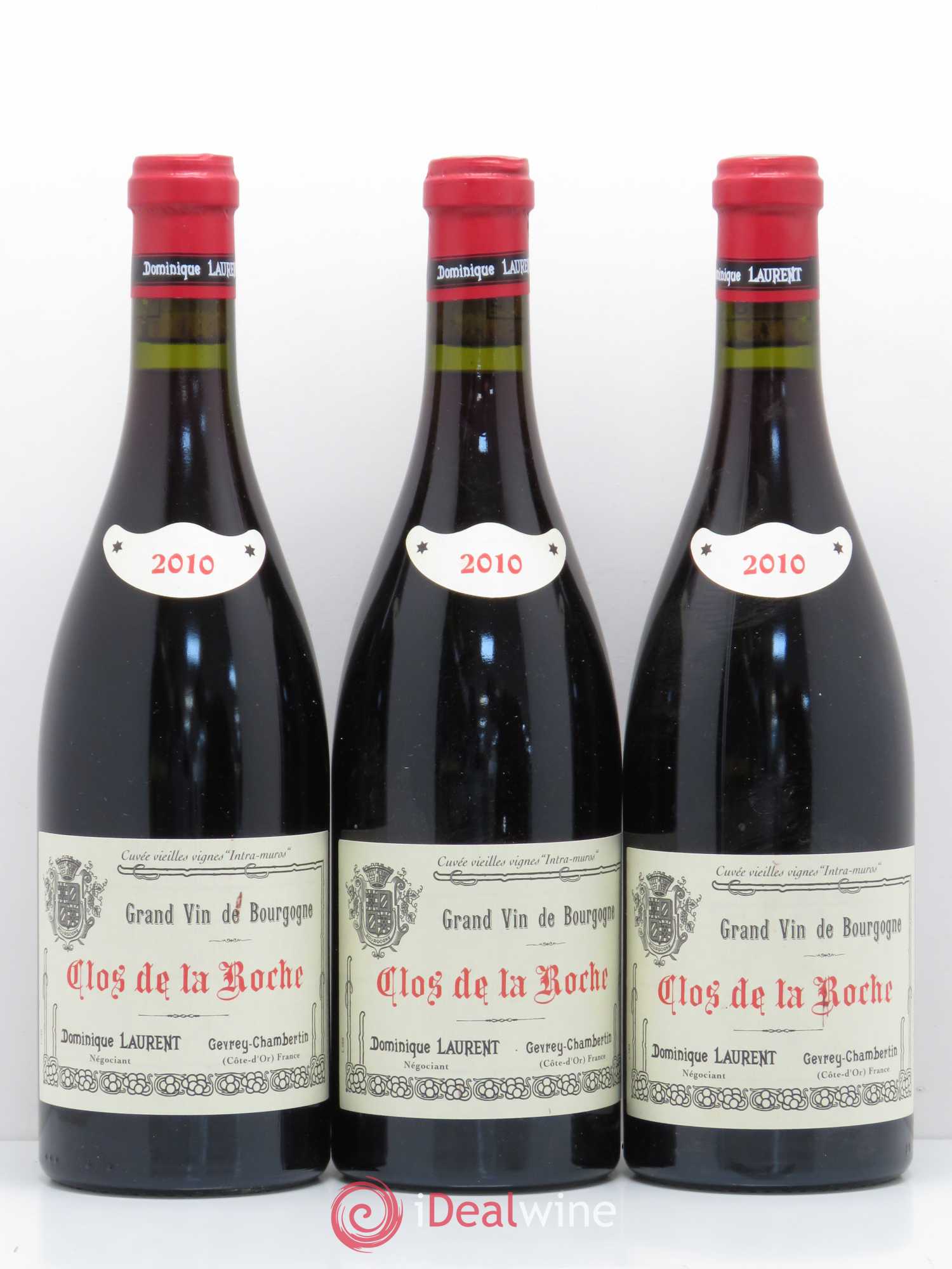 Clos de la Roche Grand Cru Vieilles vignes Intra-muros Dominique Laurent 2010 - Lot de 3 bouteilles - 0