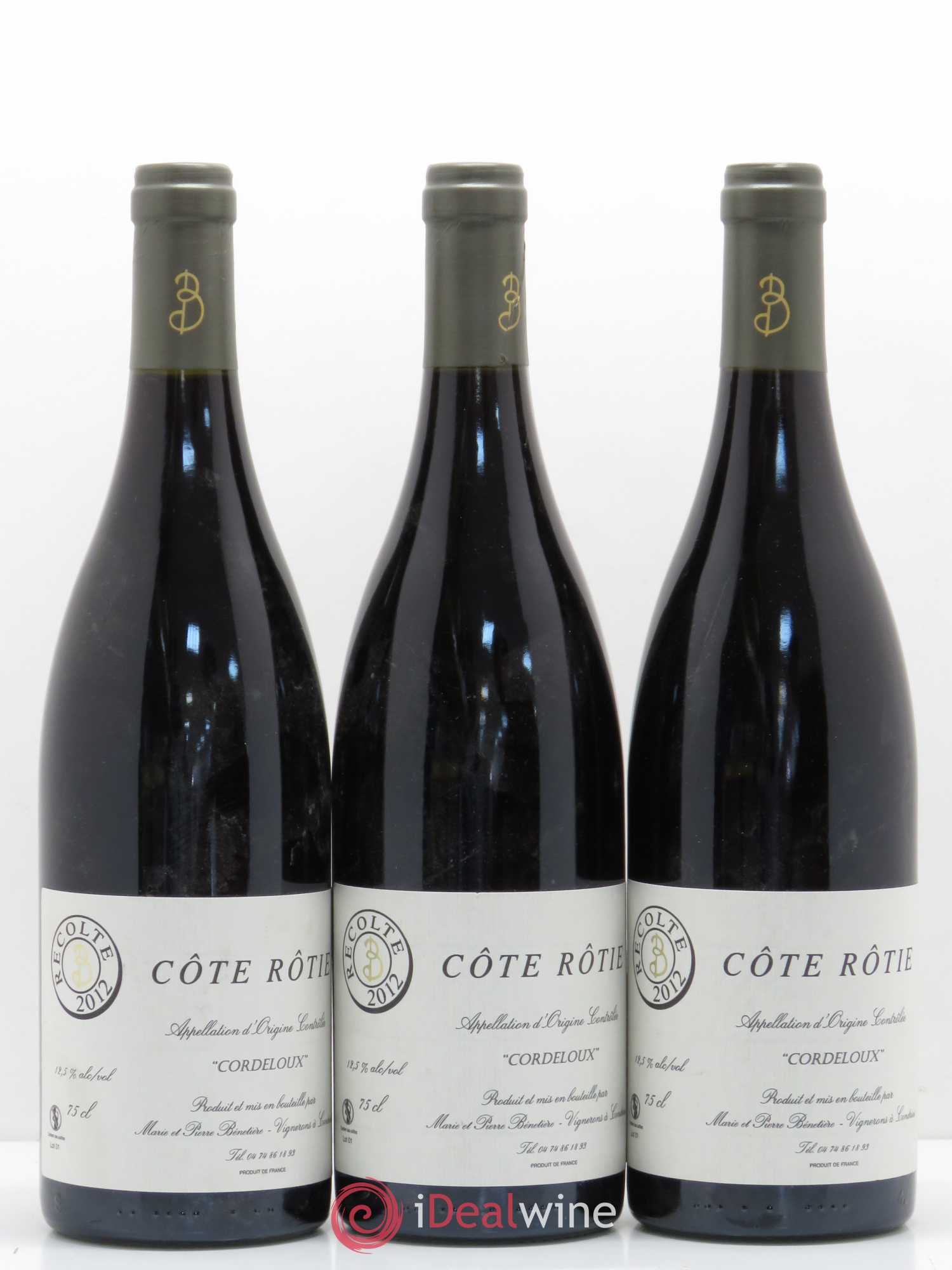 Côte-Rôtie Cordeloux Marie et Pierre Bénetière (Domaine) 2012 - Lot de 3 bouteilles - 0