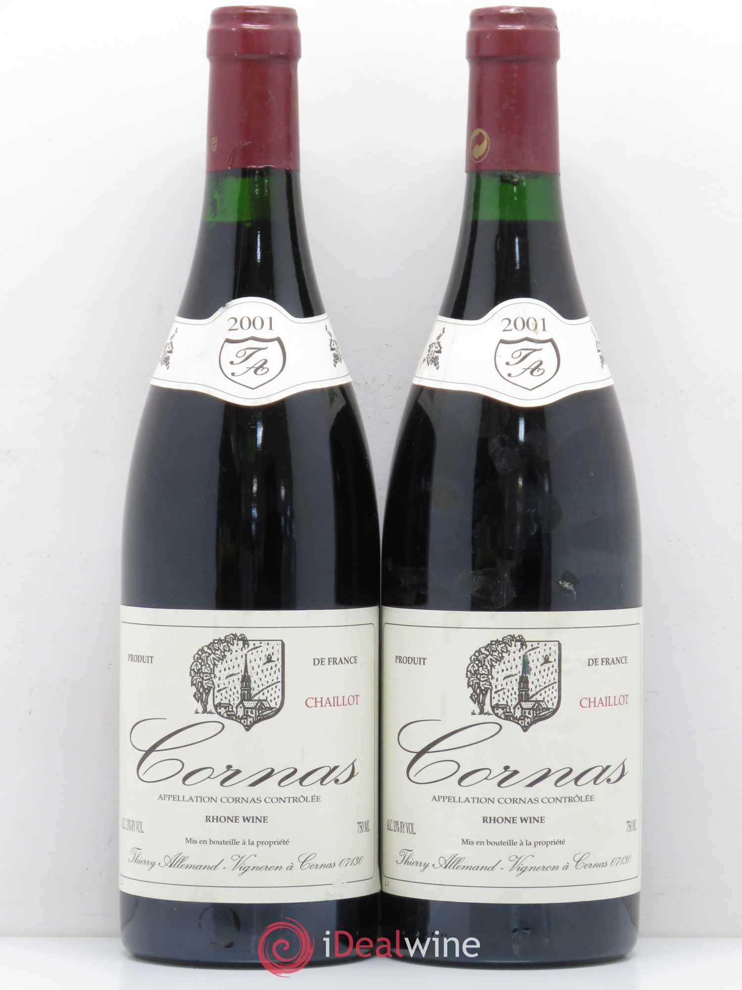 Cornas Chaillot Thierry Allemand 2001 - Lot de 2 bouteilles - 0