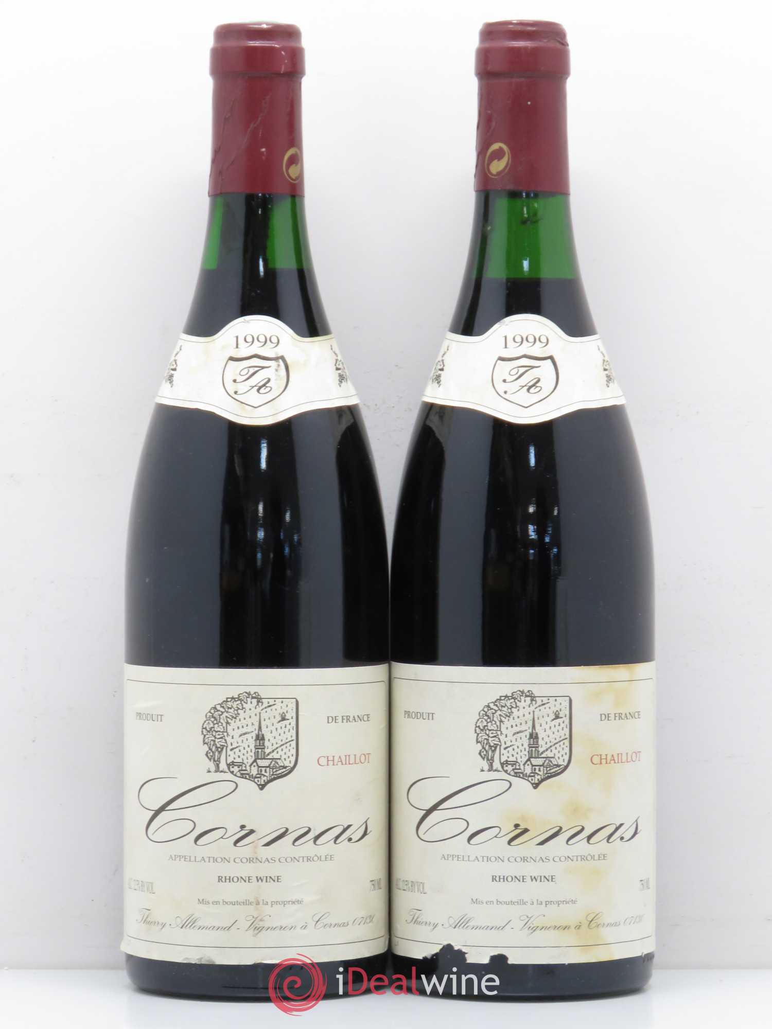 Cornas Chaillot Thierry Allemand 1999 - Lot de 2 bouteilles - 0