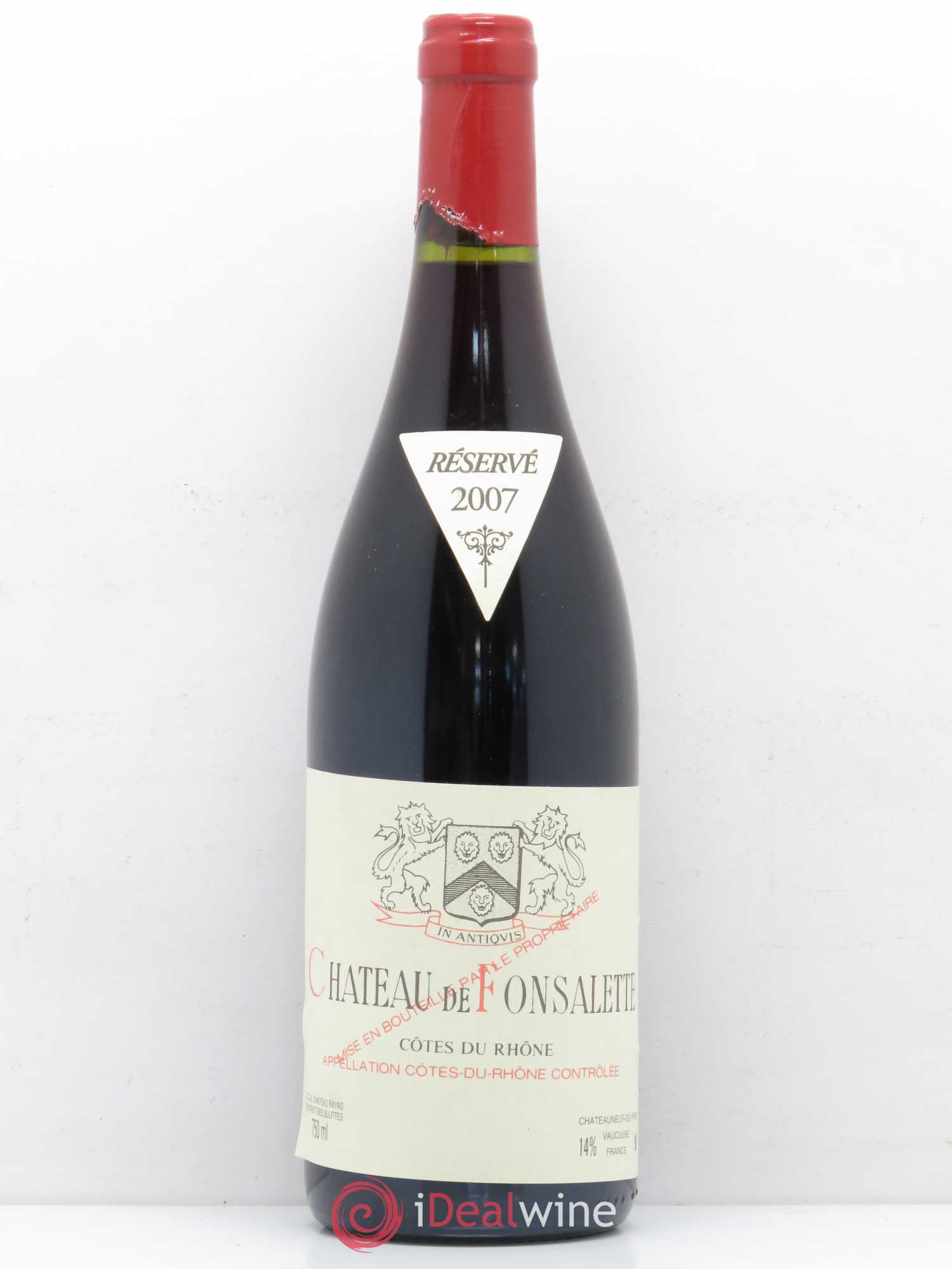 Côtes-du-Rhône Château de Fonsalette Emmanuel Reynaud 2007 - Lot de 1 bouteille - 0